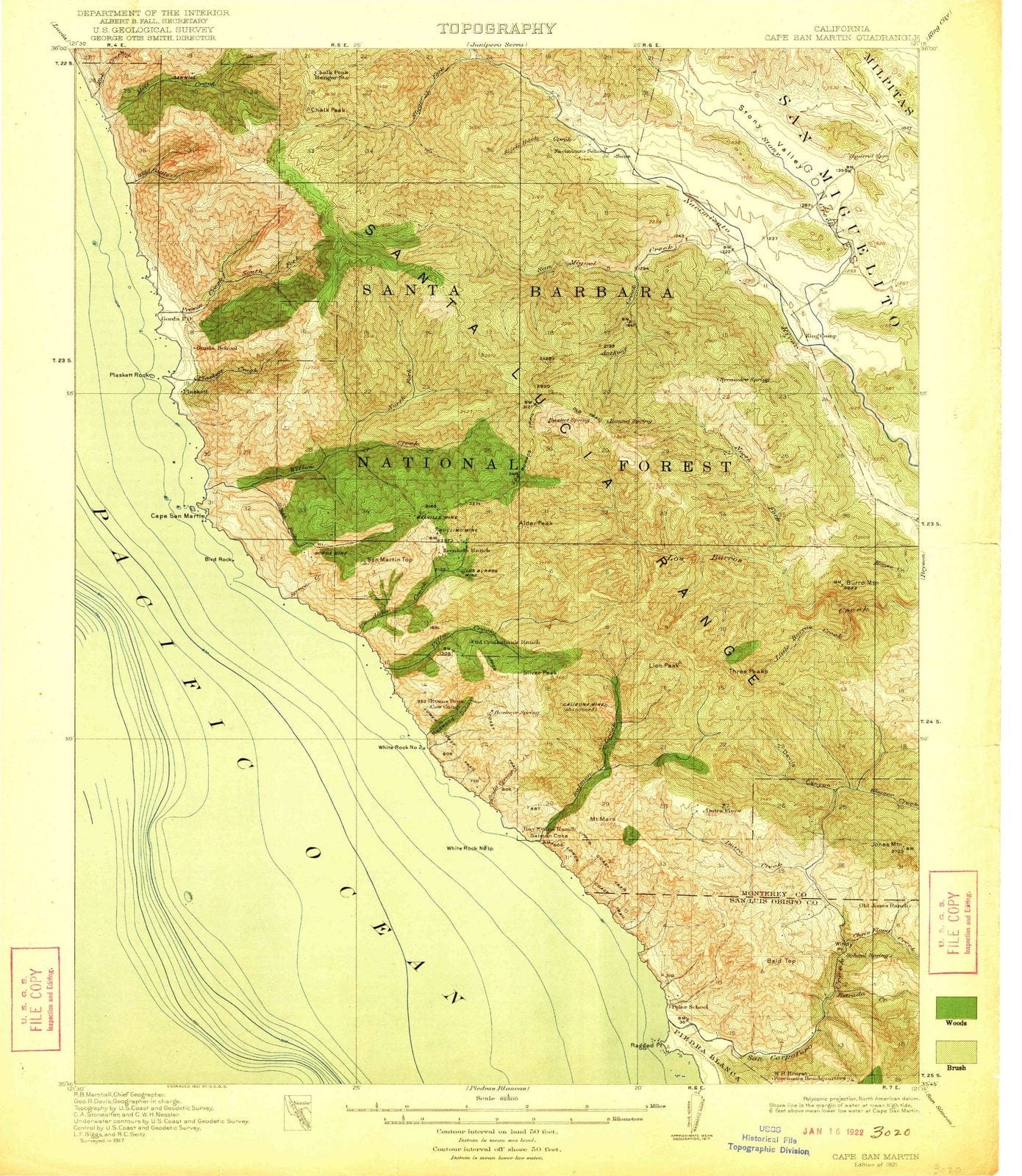 1921 Cape San Martin, CA - California - USGS Topographic Map