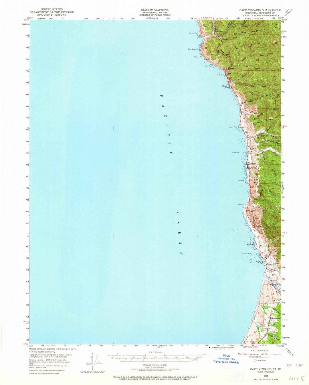 1950 Cape Vizcaino, CA - California - USGS Topographic Map