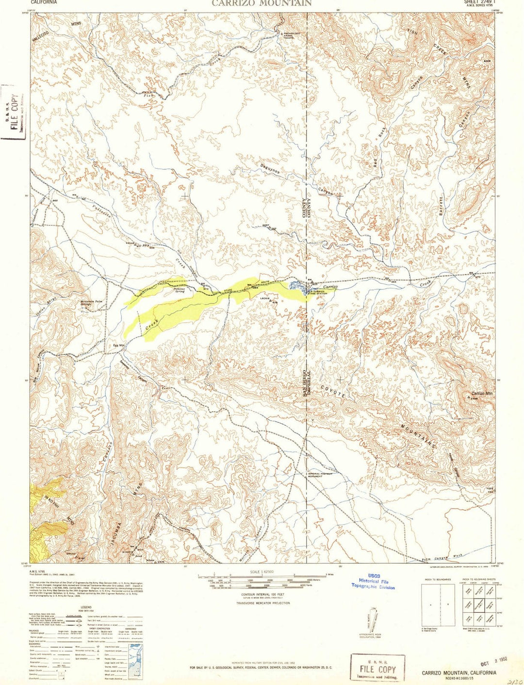 1942 Carrizo Mountain, CA - California - USGS Topographic Map