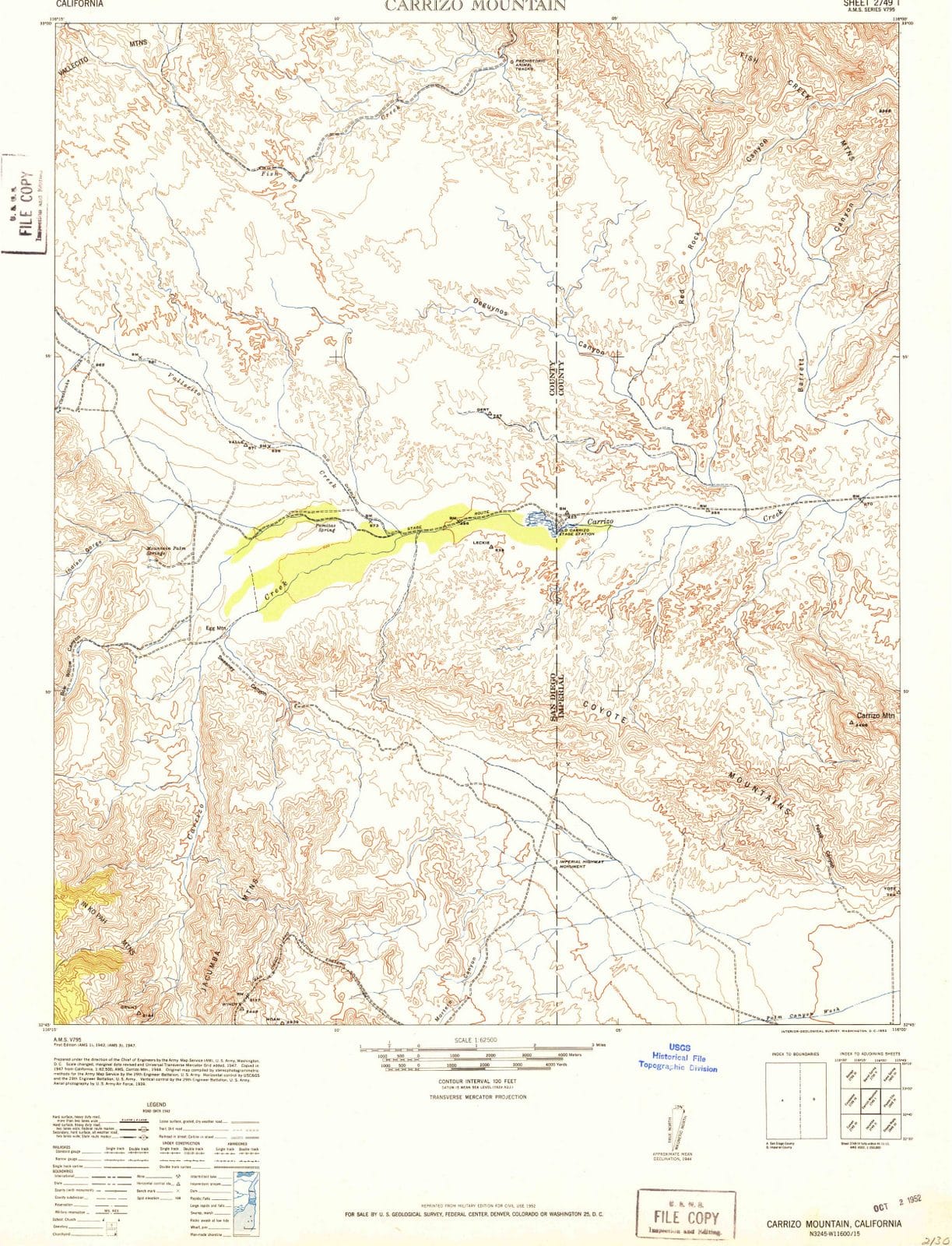 1942 Carrizo Mountain, CA - California - USGS Topographic Map