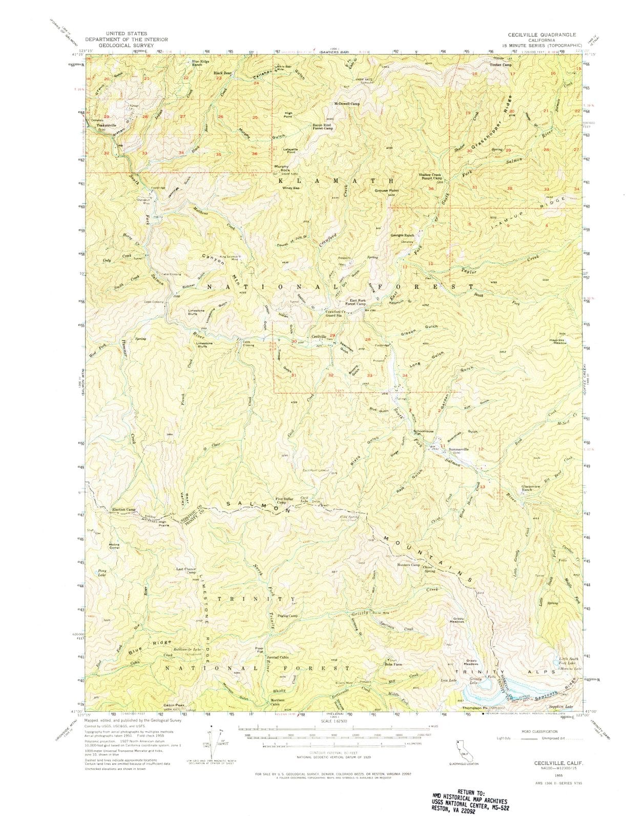 1955 Cecilville, CA - California - USGS Topographic Map