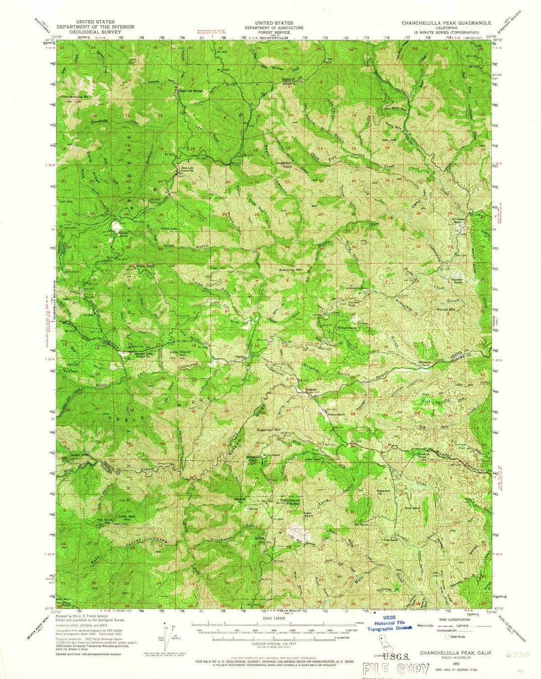 1951 Chanchelulla Peak, CA - California - USGS Topographic Map