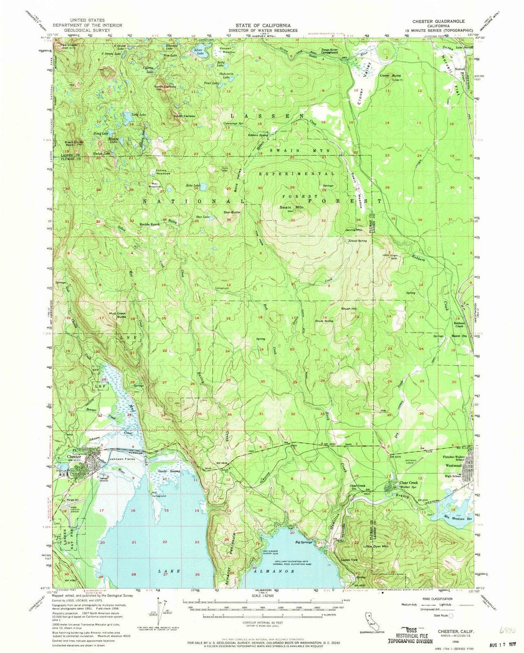 1956 Chester, CA - California - USGS Topographic Map