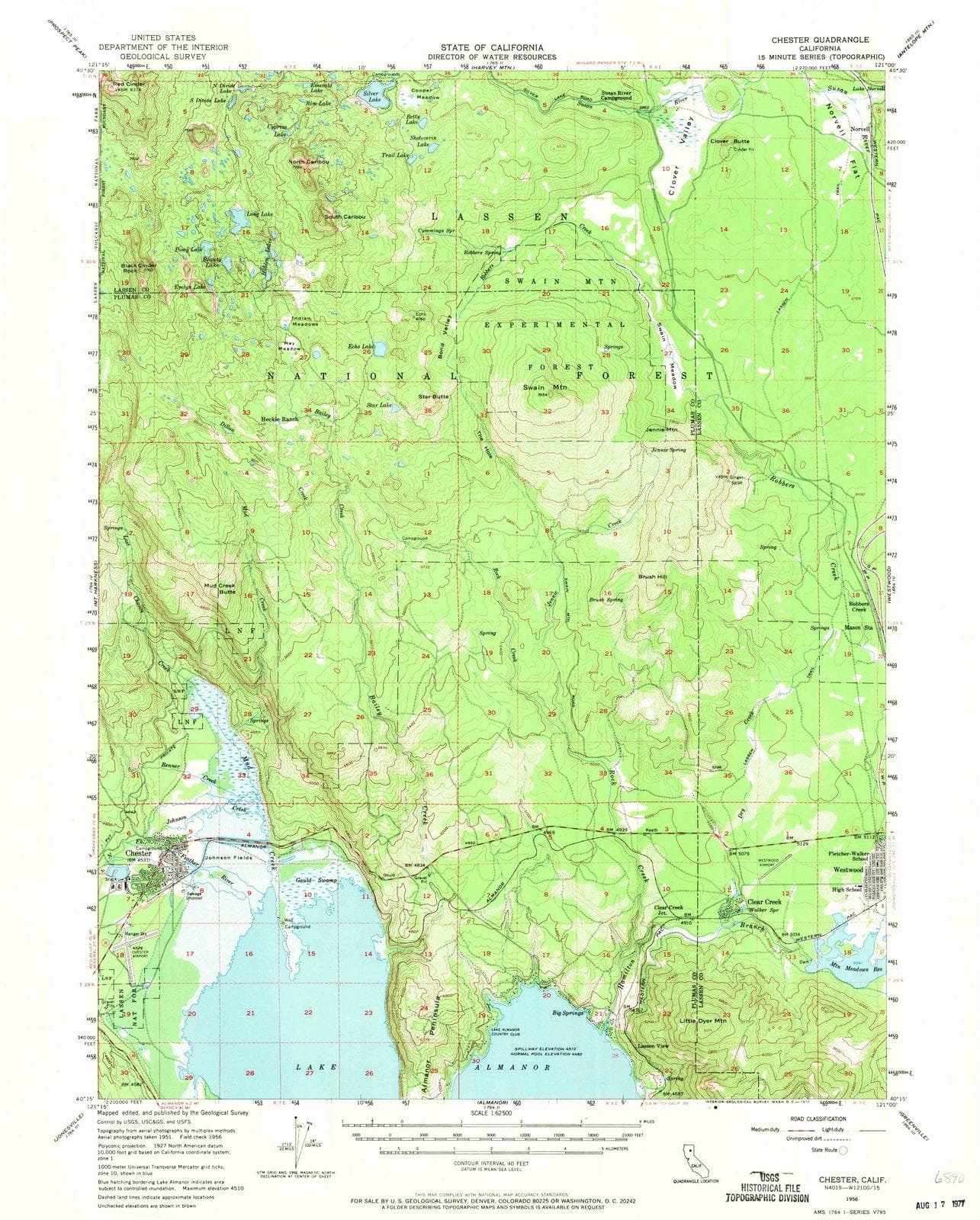 1956 Chester, CA - California - USGS Topographic Map
