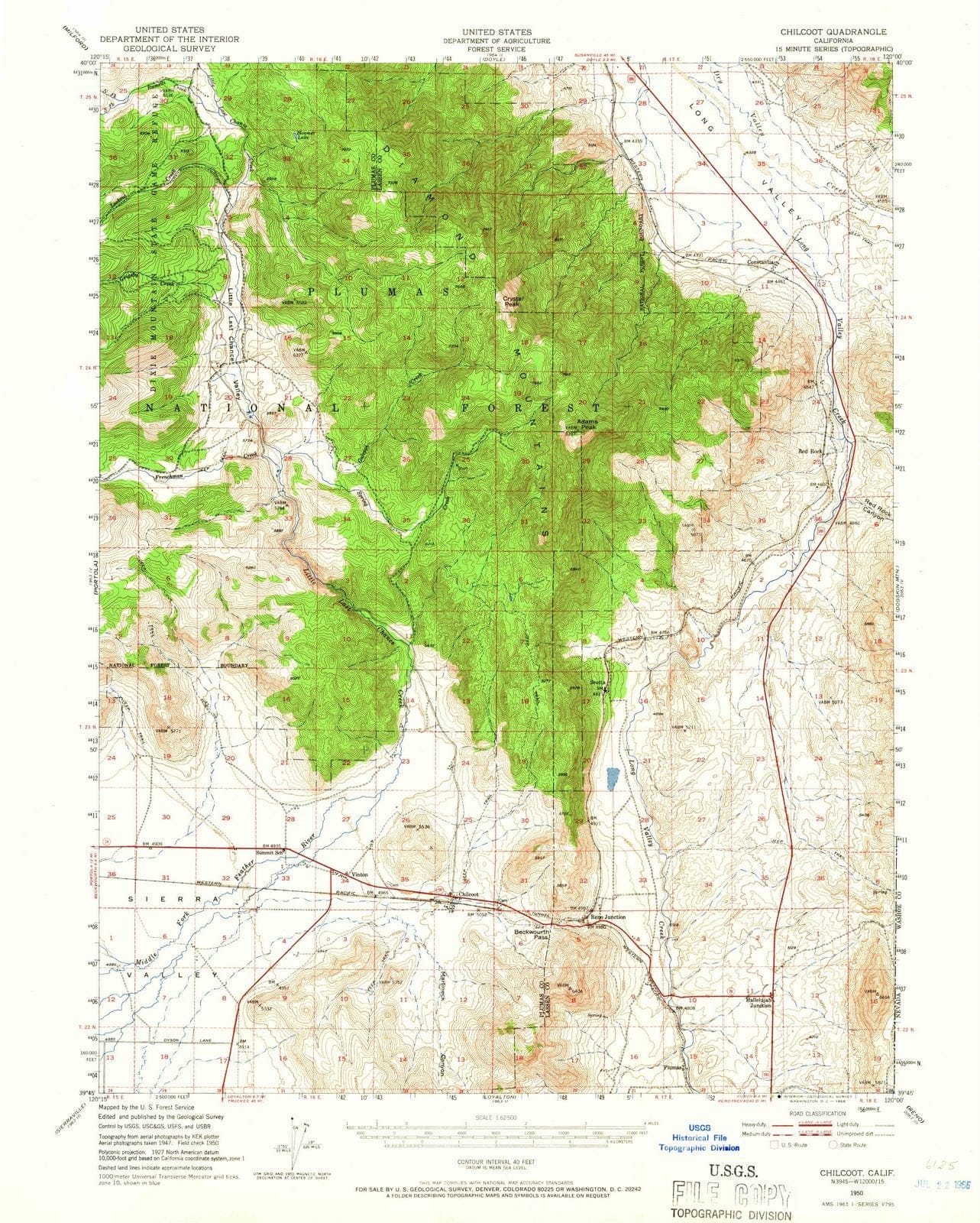 1950 Chilcoot, CA - California - USGS Topographic Map