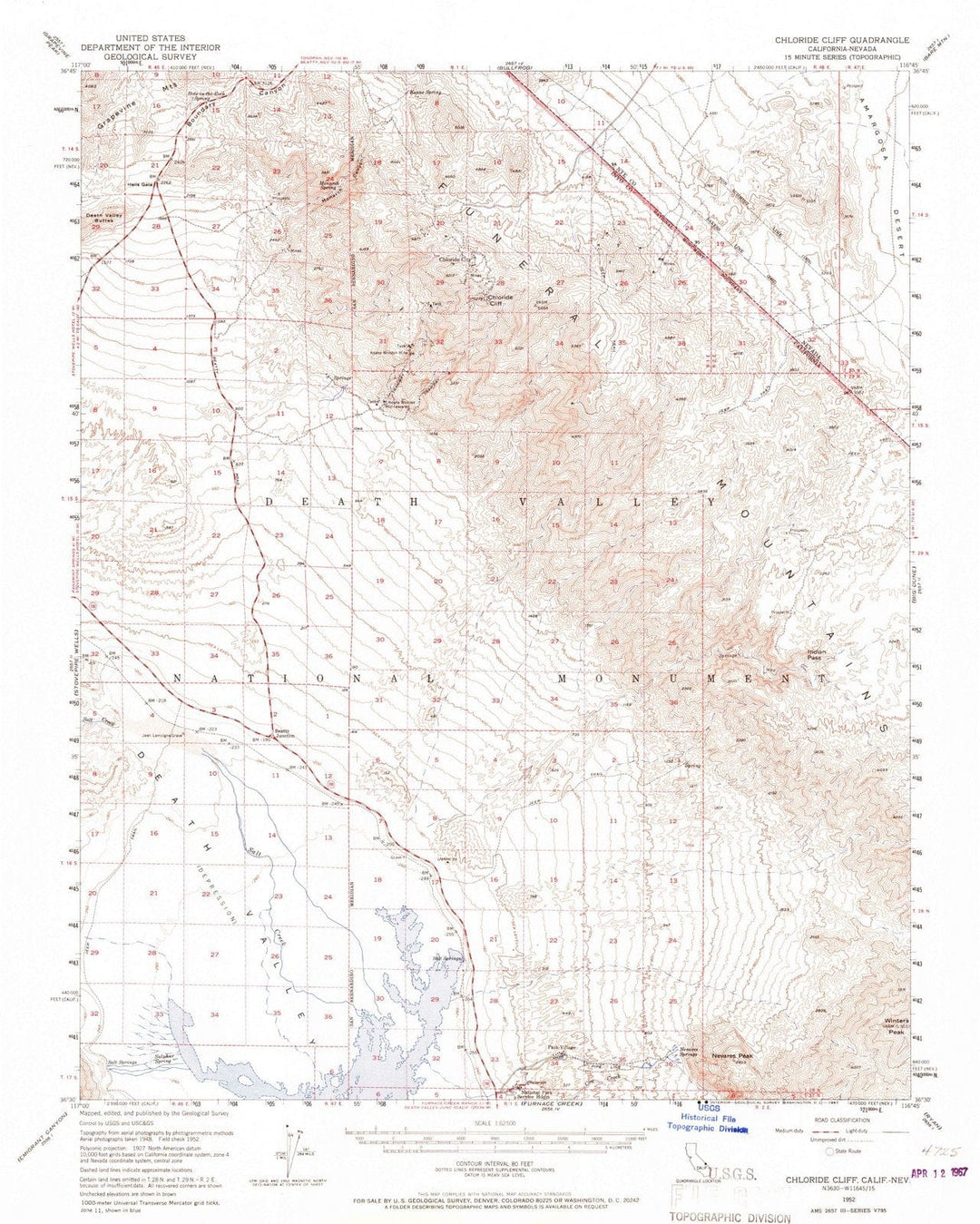 1952 Chloride Cliff, CA - California - USGS Topographic Map