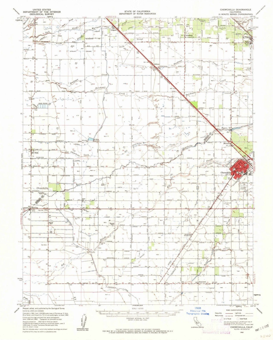 1960 Chowchilla, CA - California - USGS Topographic Map