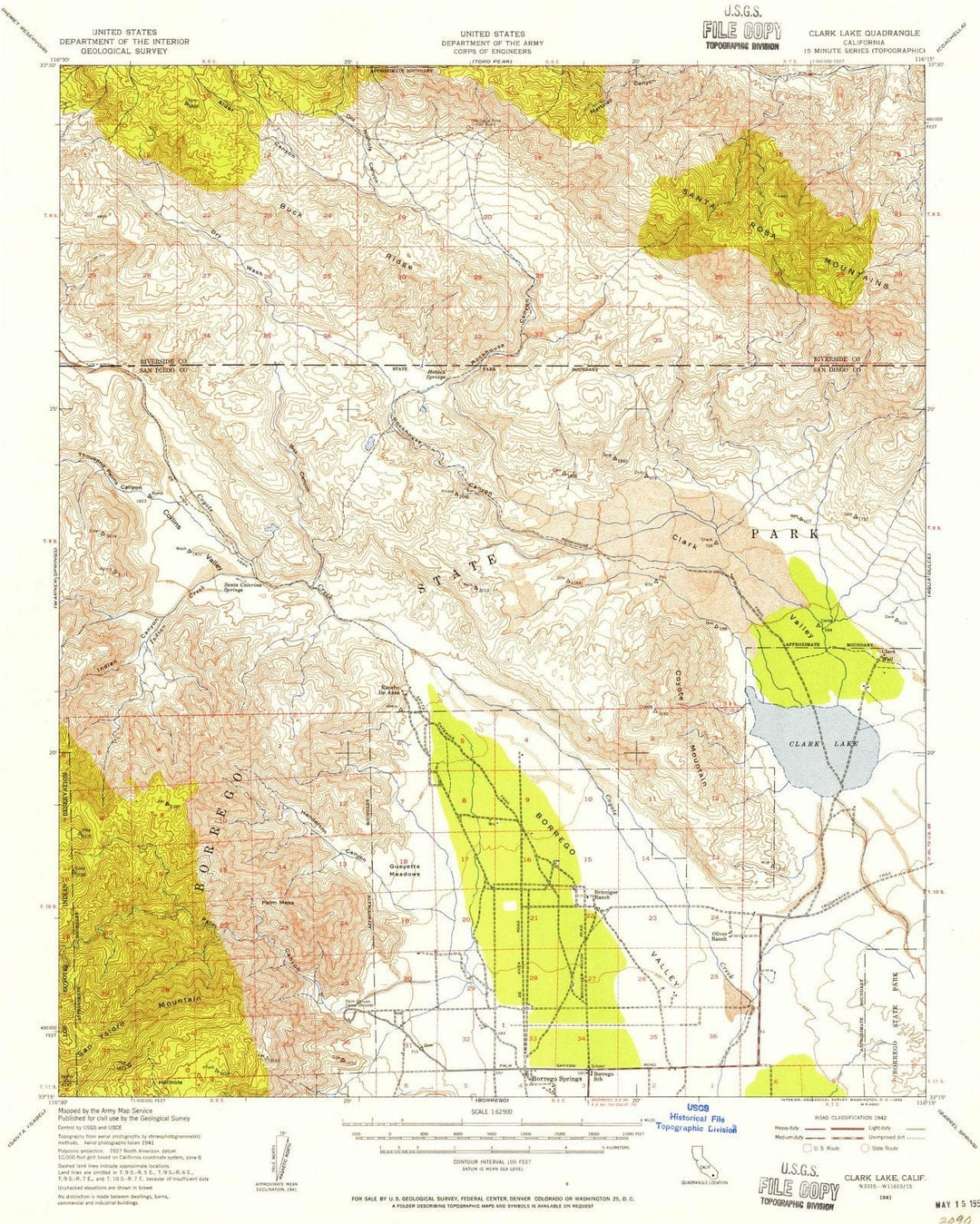 1941 Clark Lake, CA - California - USGS Topographic Map