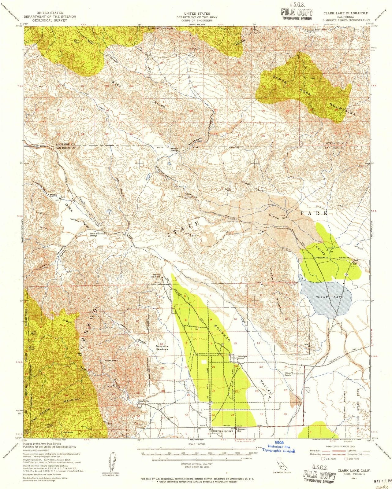 1941 Clark Lake, CA - California - USGS Topographic Map