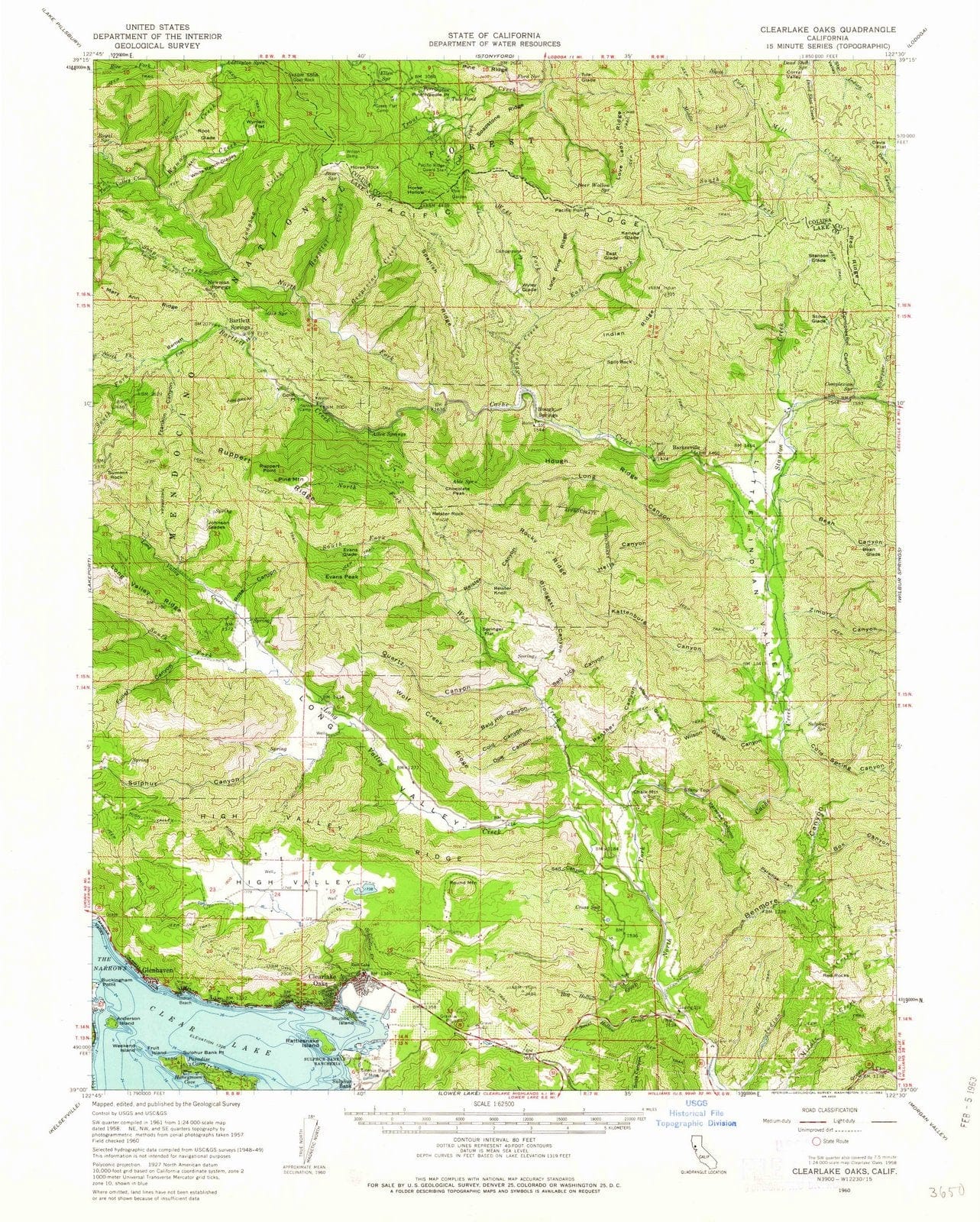 1960 Clearlake, CA - California - USGS Topographic Map