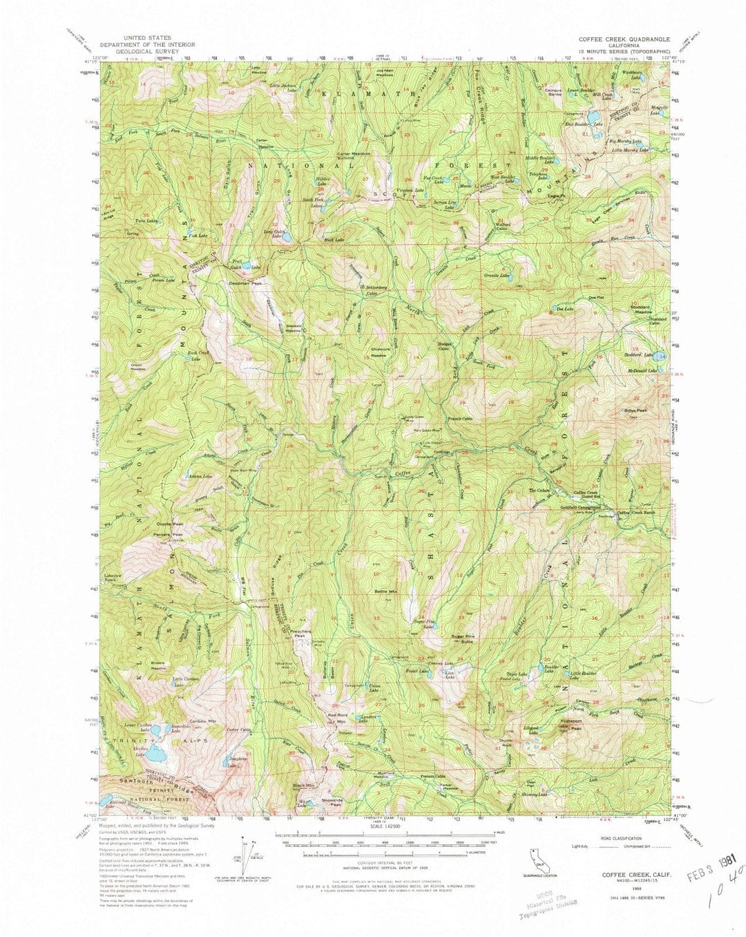 1955 Coffee Creek, CA - California - USGS Topographic Map