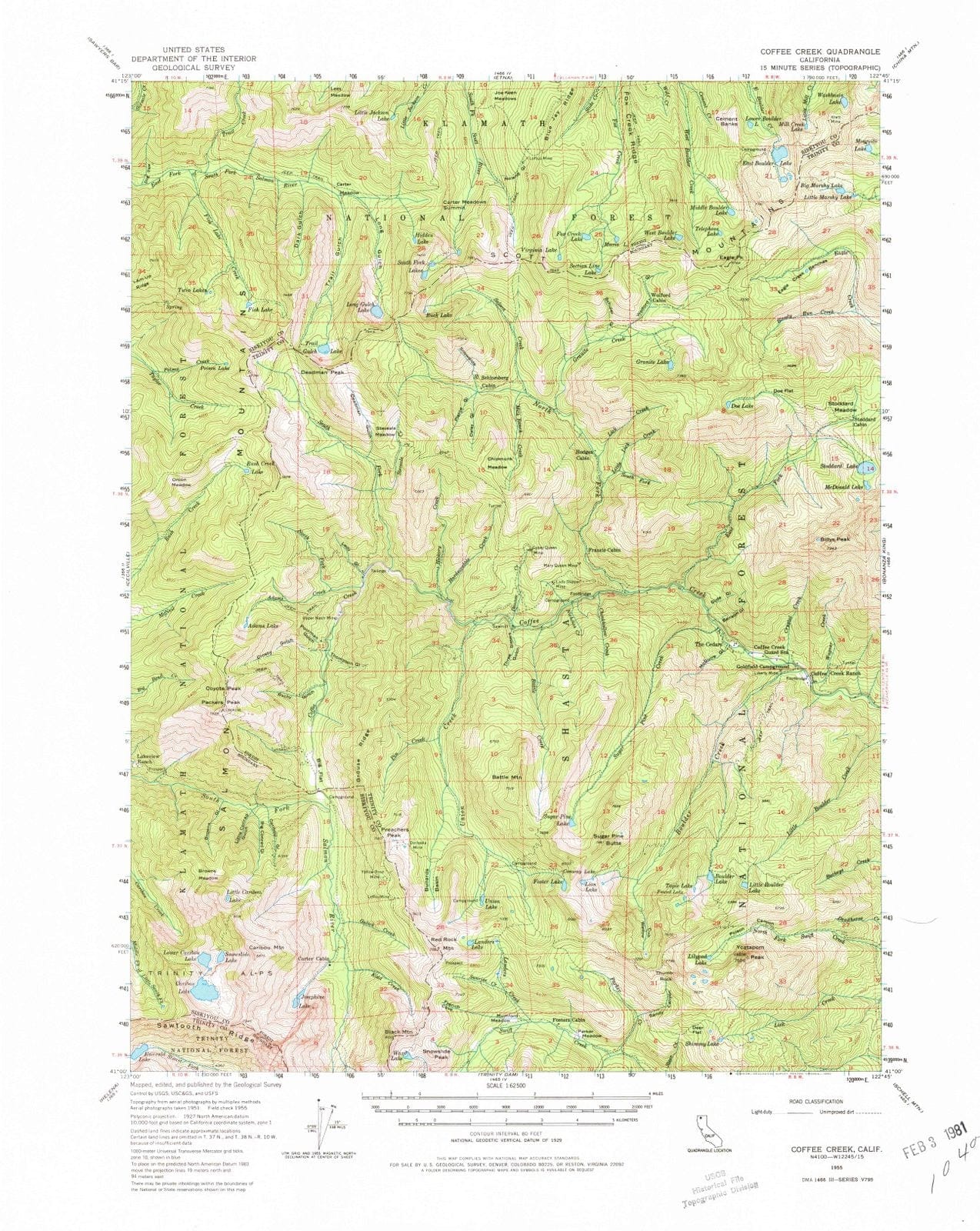1955 Coffee Creek, CA - California - USGS Topographic Map