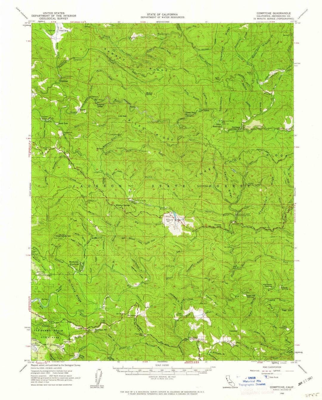 1960 Comptche, CA - California - USGS Topographic Map