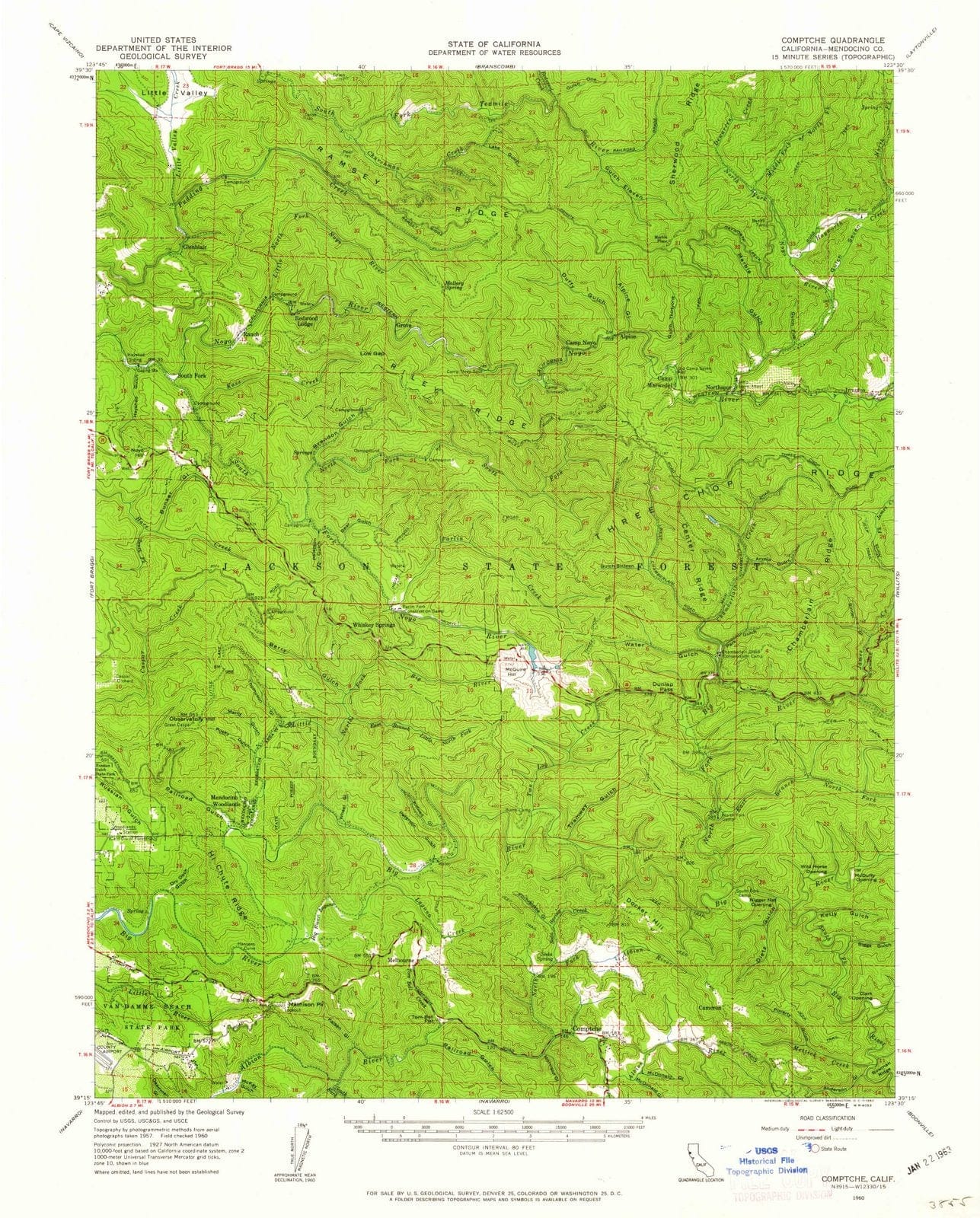 1960 Comptche, CA - California - USGS Topographic Map