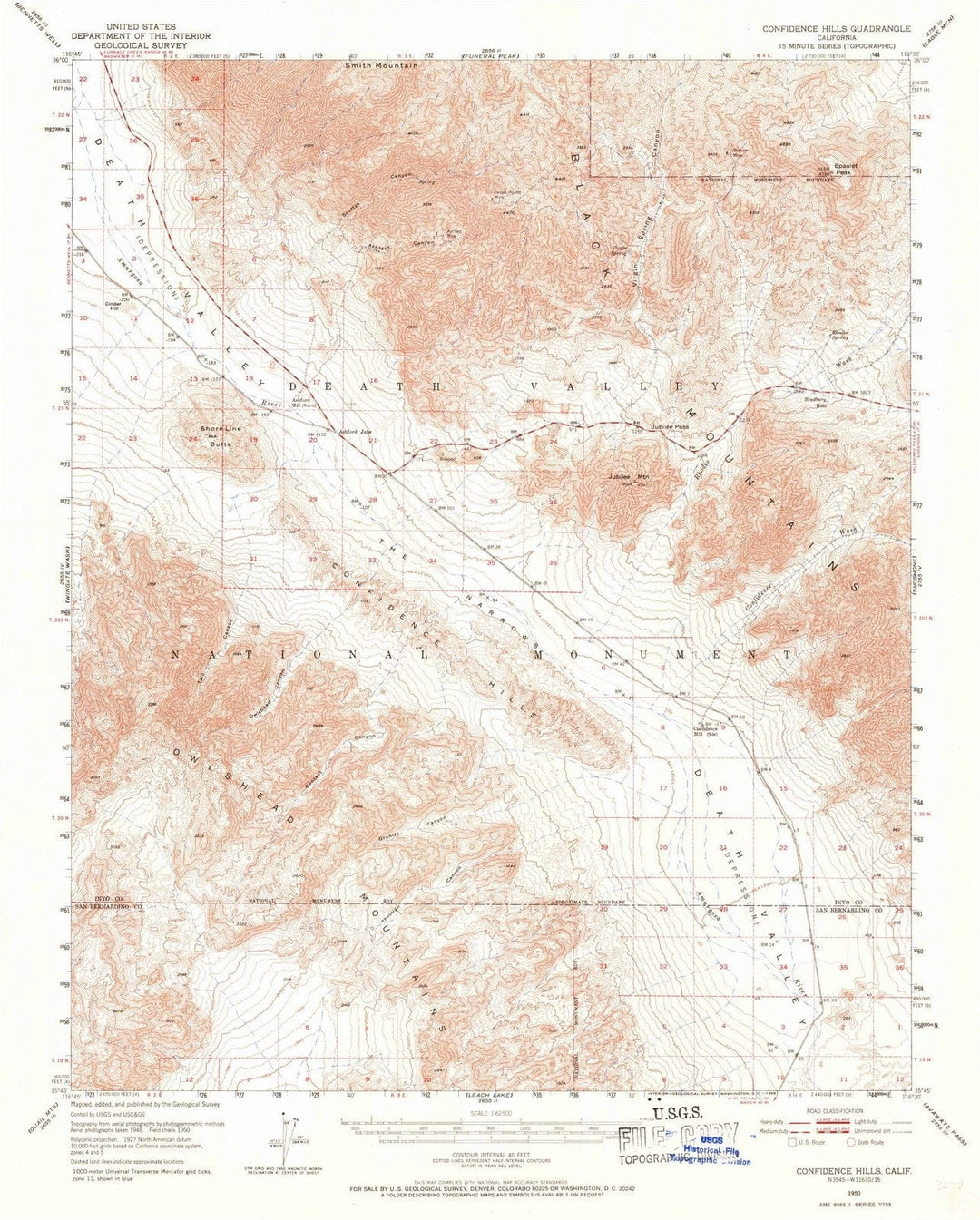 1950 Confidence Hills, CA - California - USGS Topographic Map