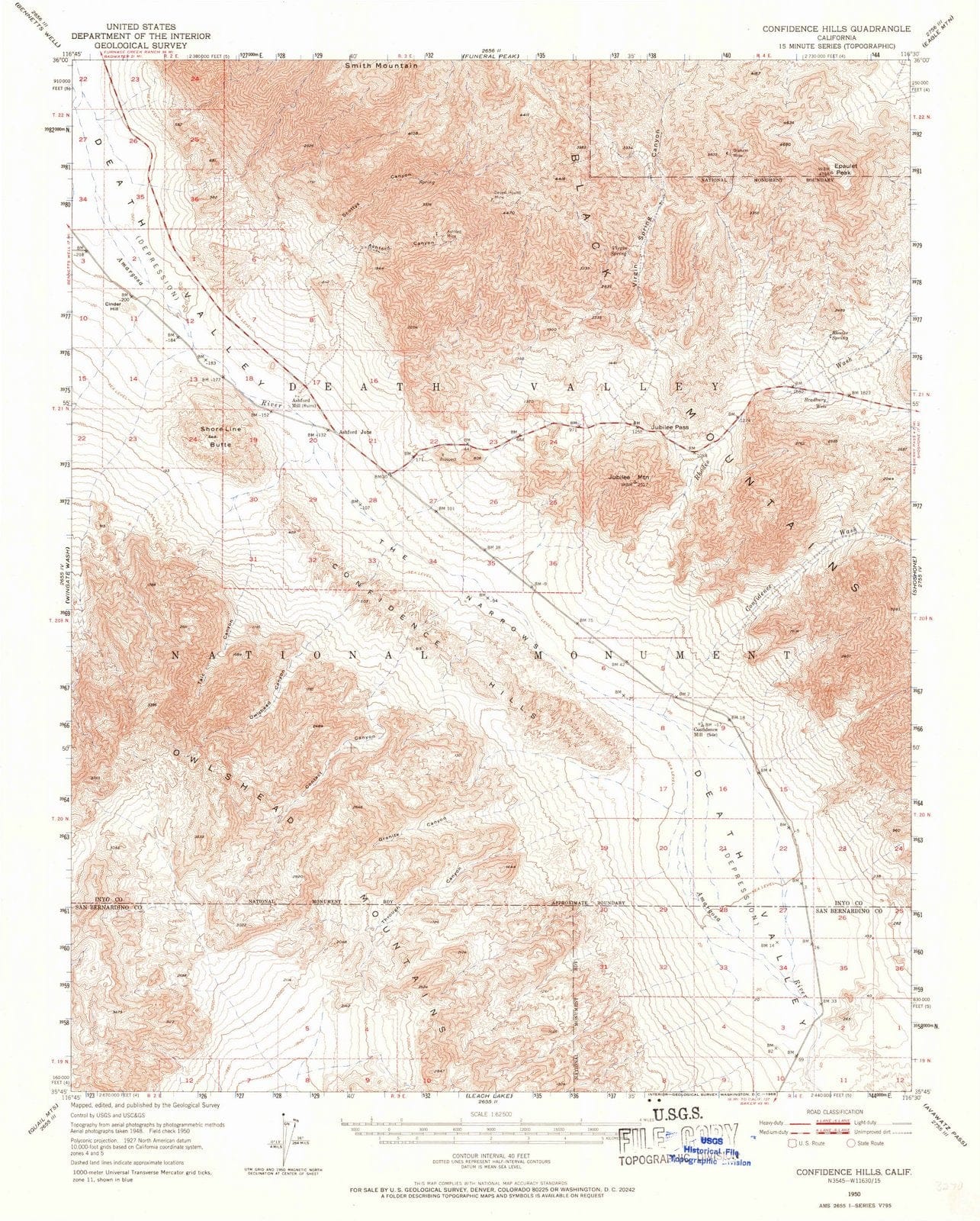 1950 Confidence Hills, CA - California - USGS Topographic Map