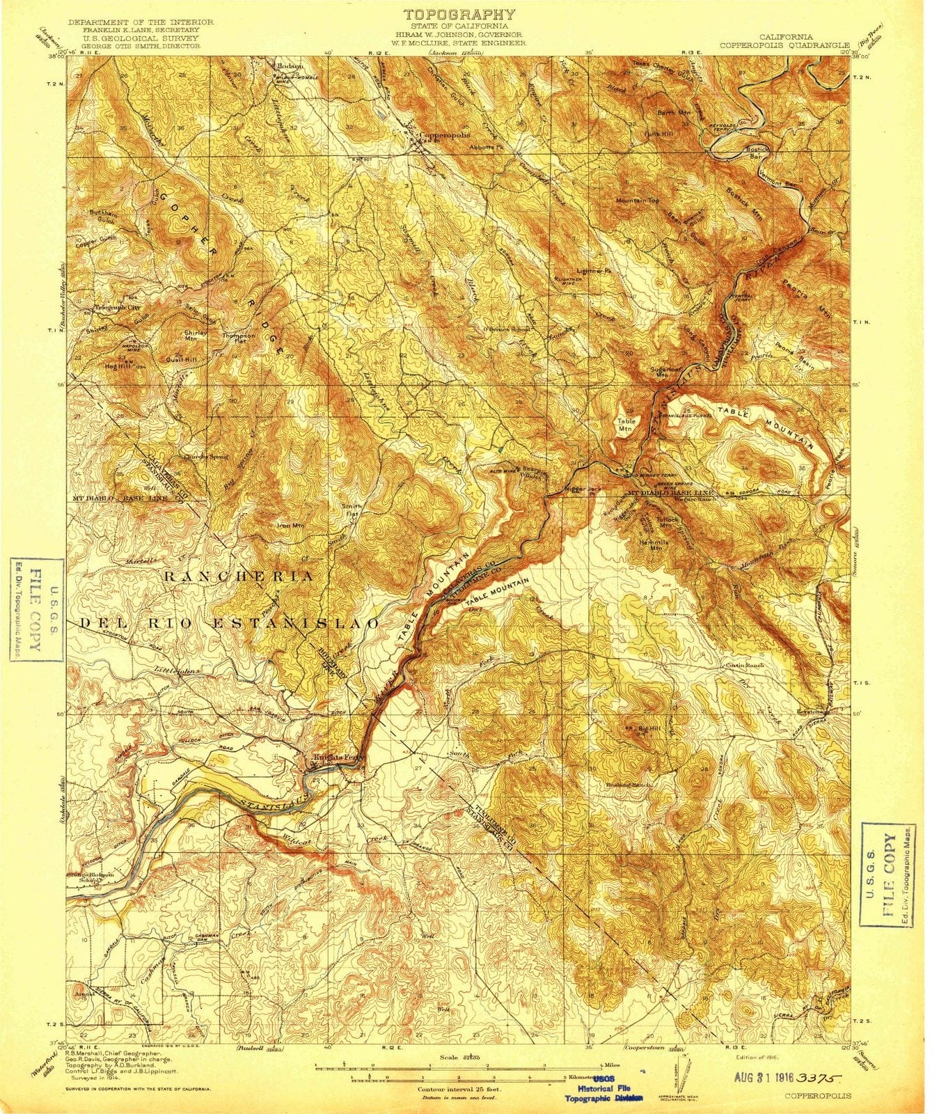 1916 Copperopolis, CA - California - USGS Topographic Map