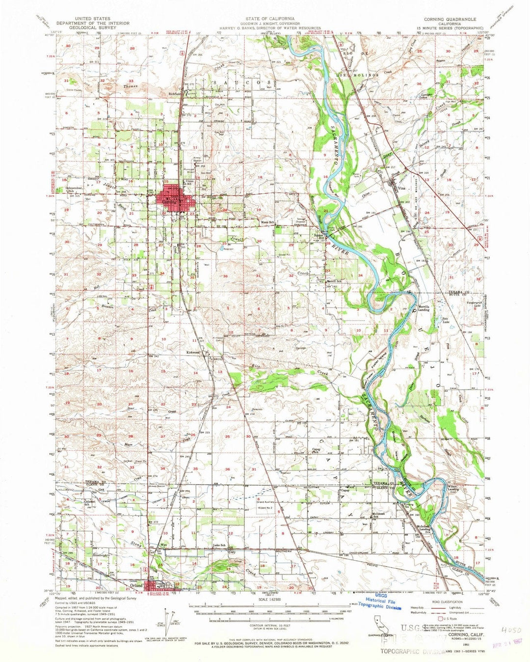 1951 Corning, CA - California - USGS Topographic Map