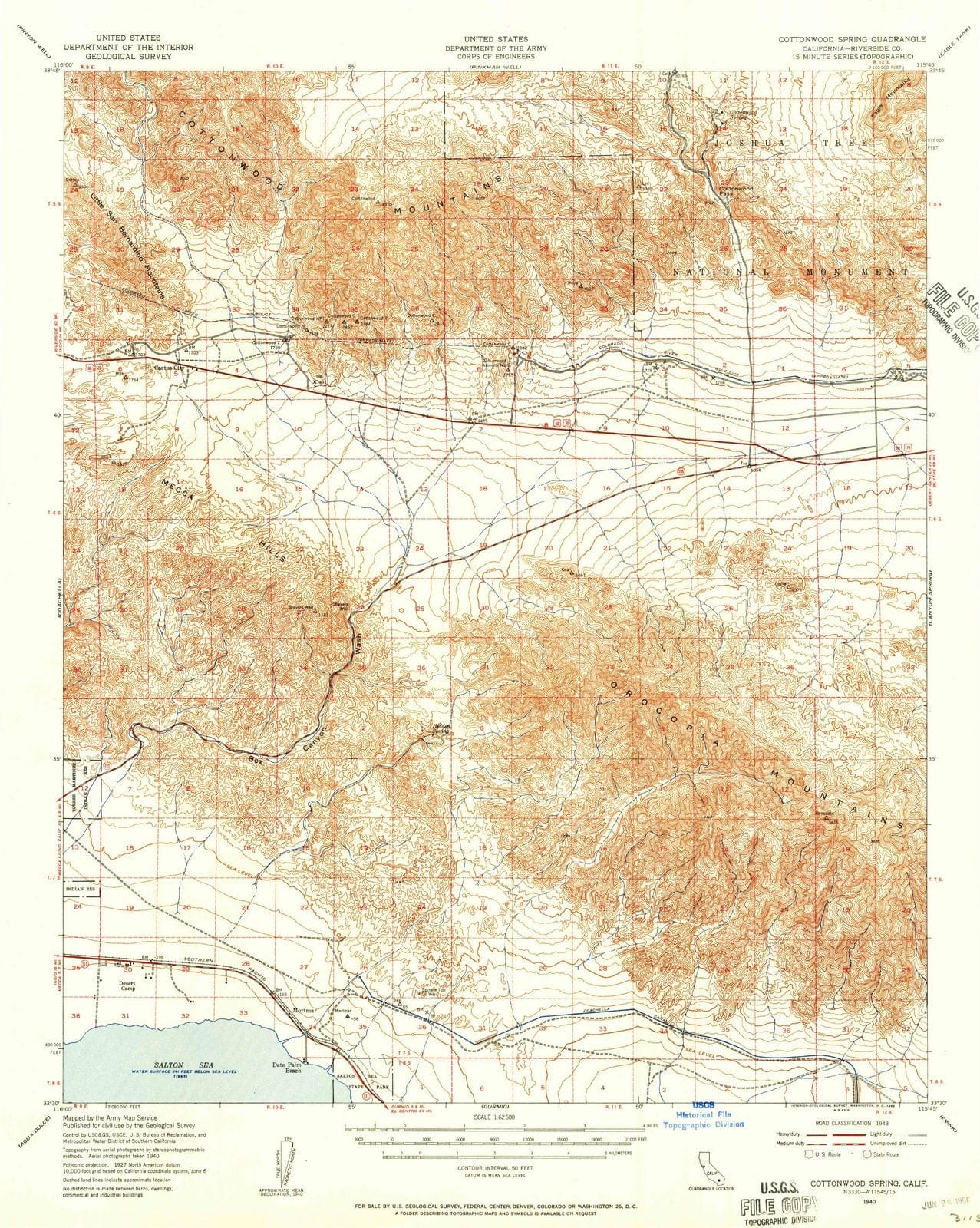 1940 Cottonwood Spring, CA - California - USGS Topographic Map