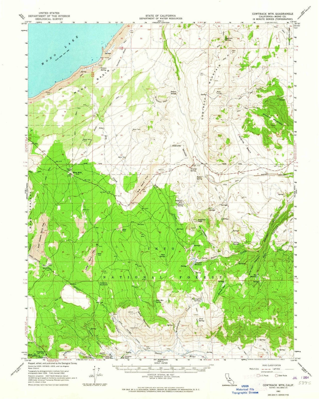 1962 Cowtrack MTN, CA - California - USGS Topographic Map