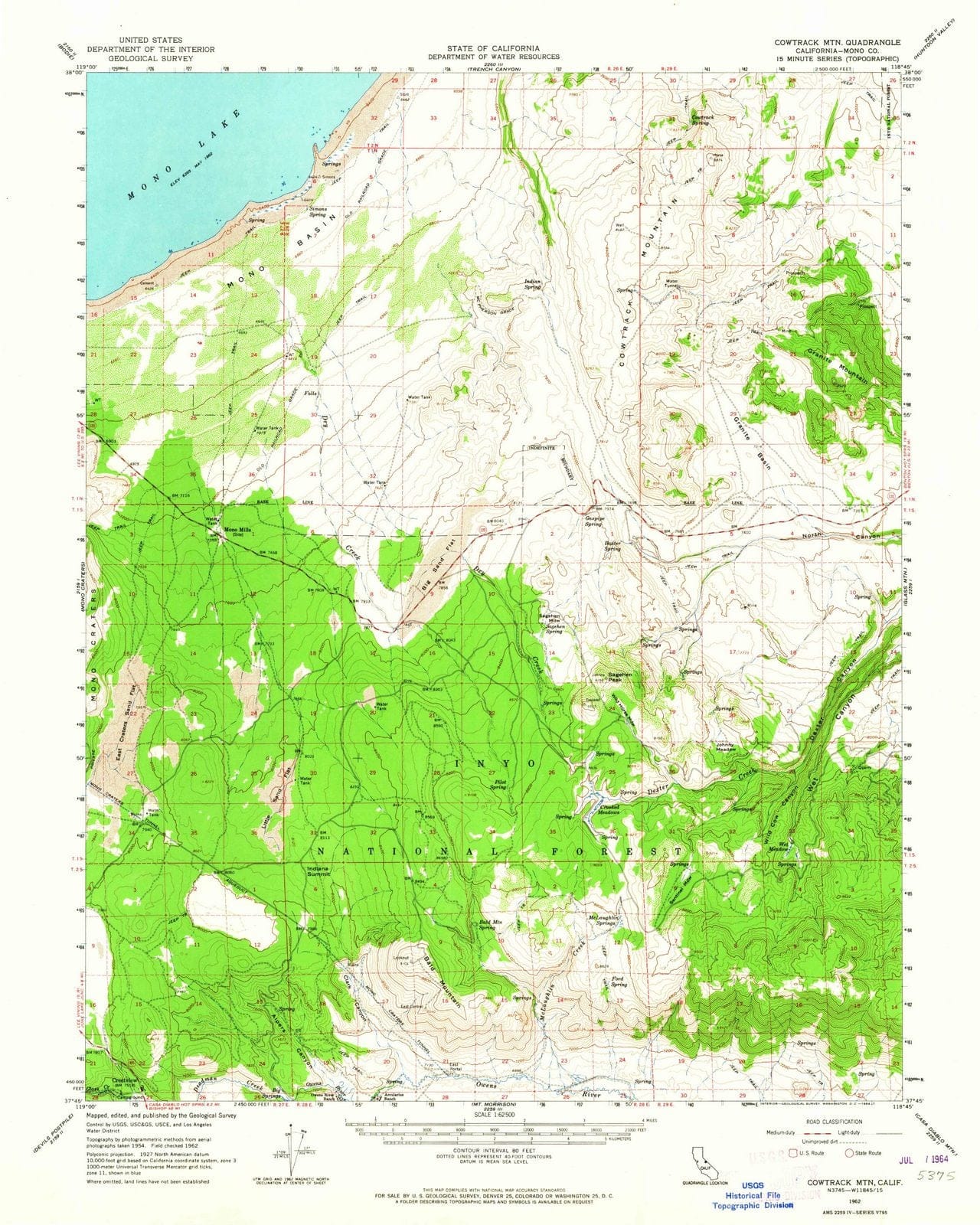 1962 Cowtrack MTN, CA - California - USGS Topographic Map