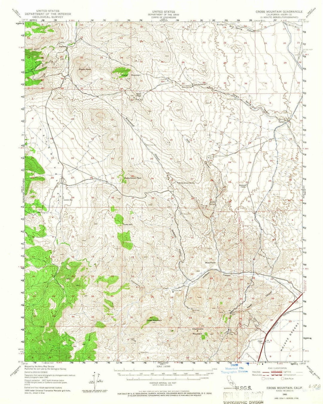 1943 Cross Mountain, CA - California - USGS Topographic Map