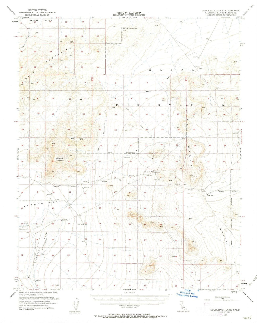 1954 Cuddeback Lake, CA - California - USGS Topographic Map