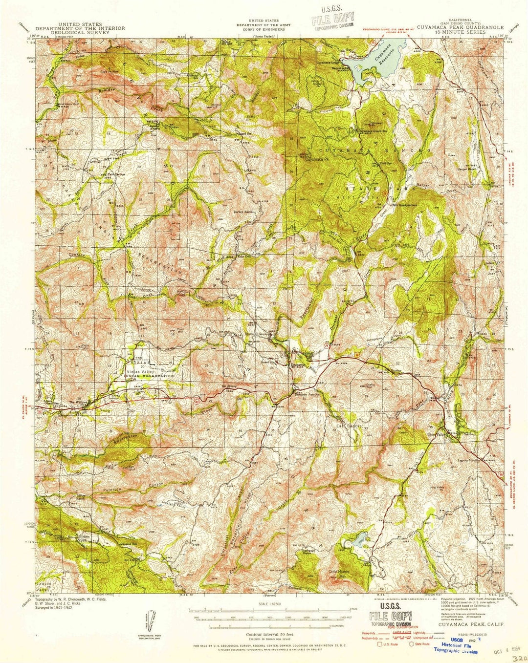 1942 Cuyamaca Peak, CA - California - USGS Topographic Map