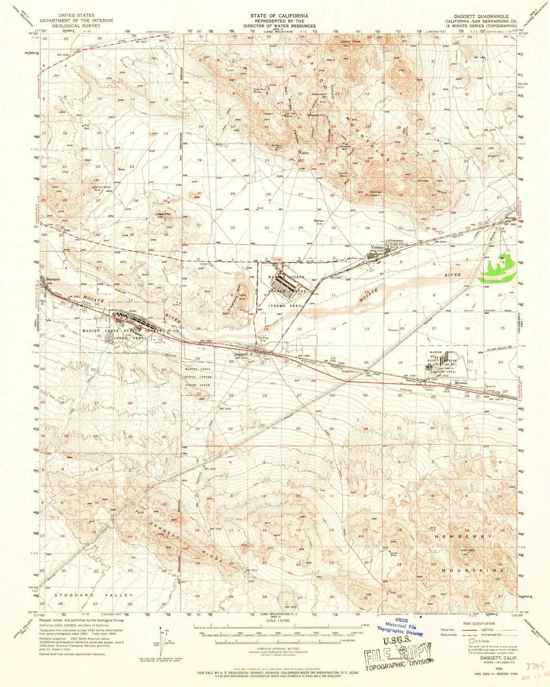 1956 Daggett, CA - California - USGS Topographic Map