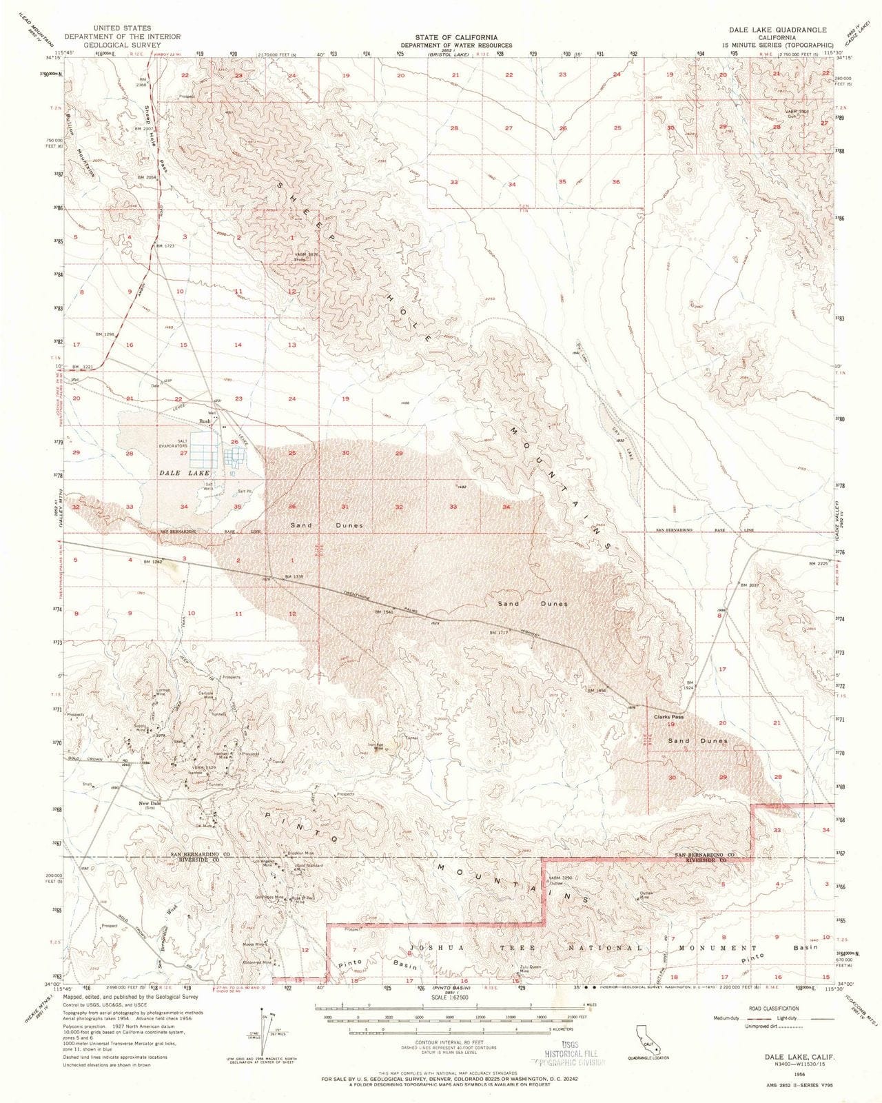 1956 Dale Lake, CA - California - USGS Topographic Map