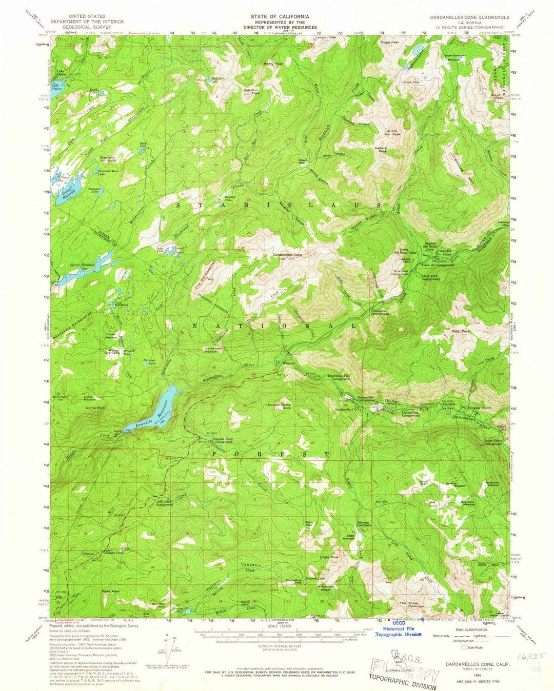 1956 Dardanelles Cone, CA - California - USGS Topographic Map