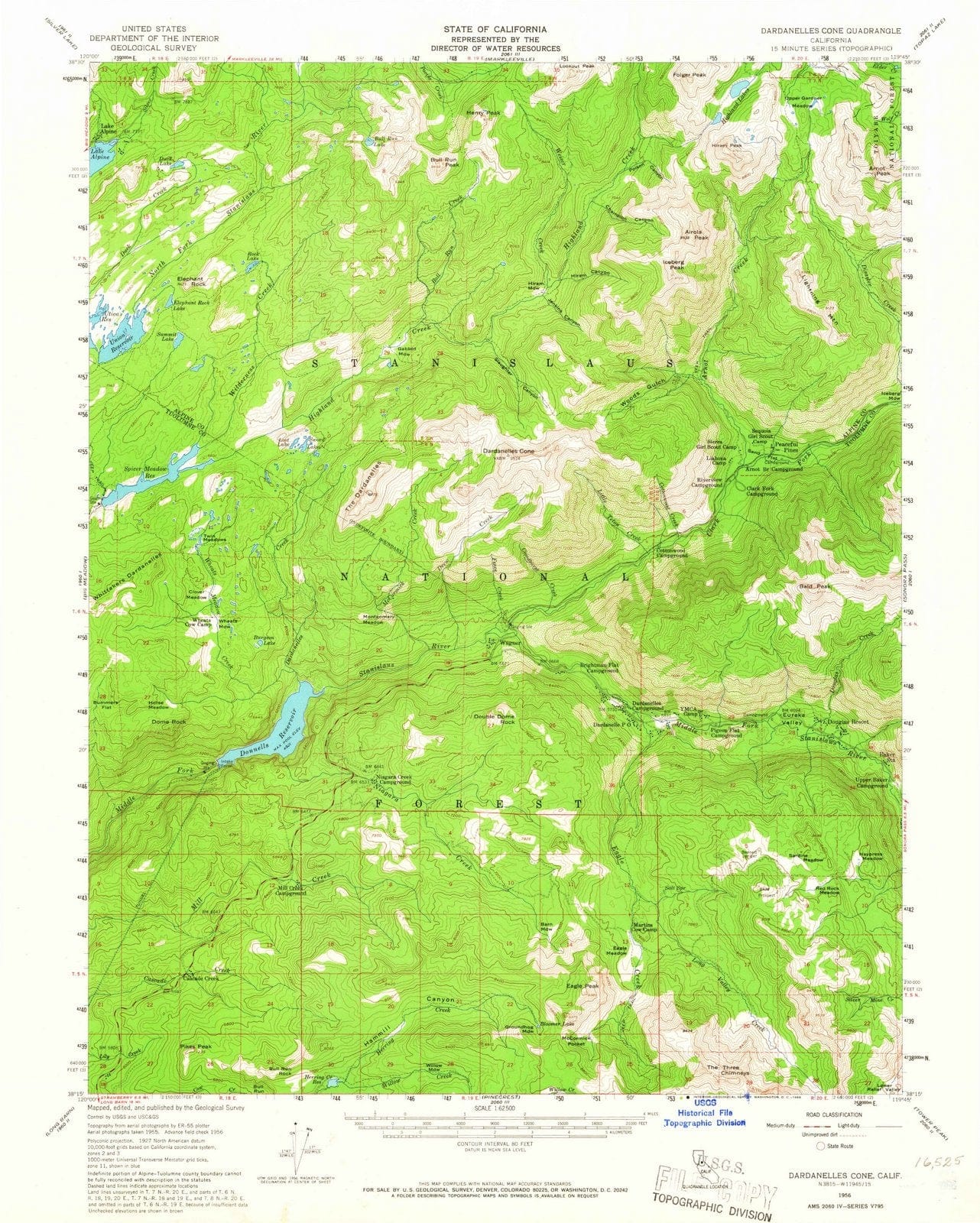 1956 Dardanelles Cone, CA - California - USGS Topographic Map