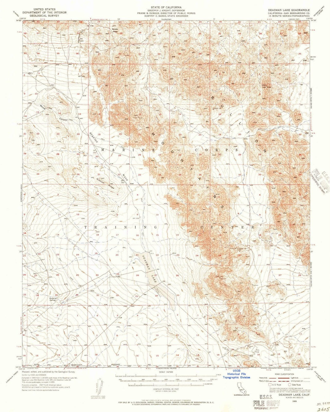 1955 Deadman Lake, CA - California - USGS Topographic Map