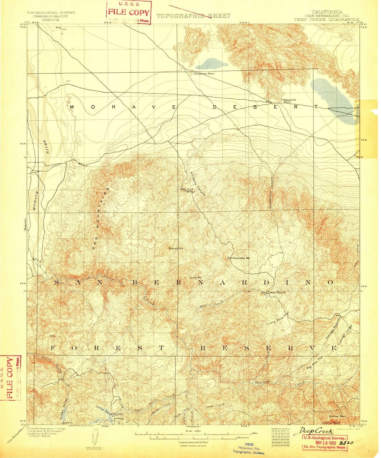 1902 Deep Creek, CA - California - USGS Topographic Map
