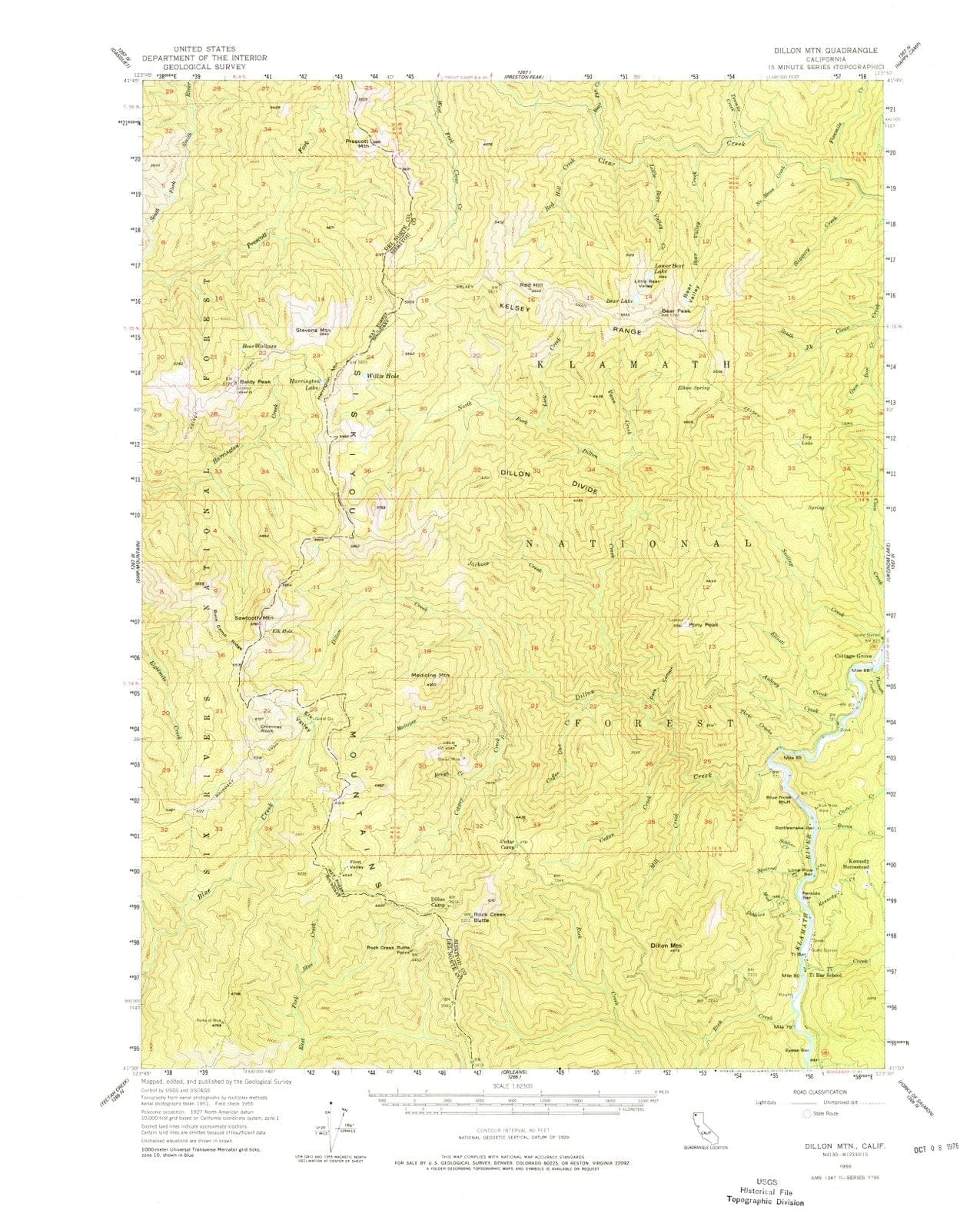 1955 Dillon MTN, CA - California - USGS Topographic Map