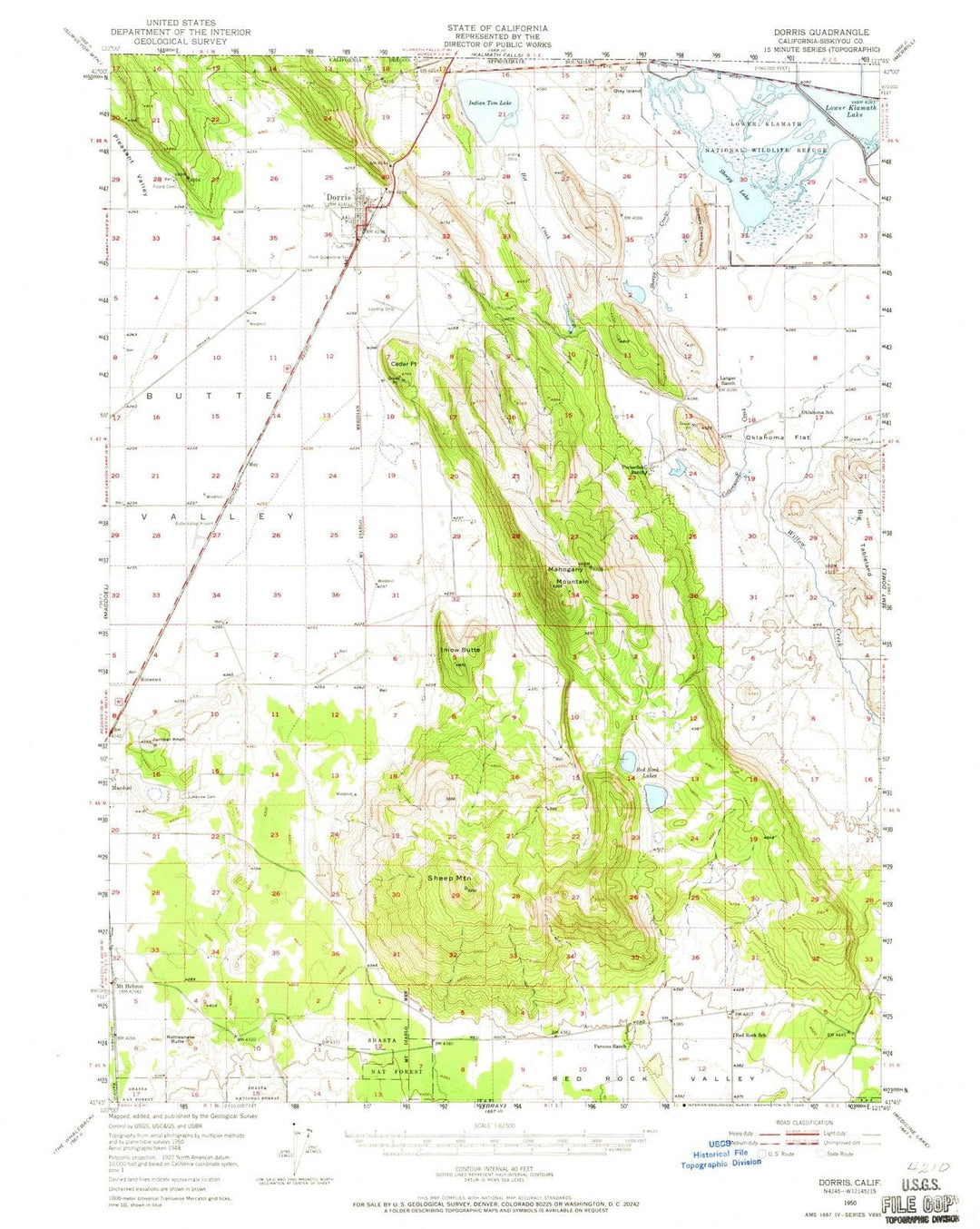 1950 Dorris, CA - California - USGS Topographic Map