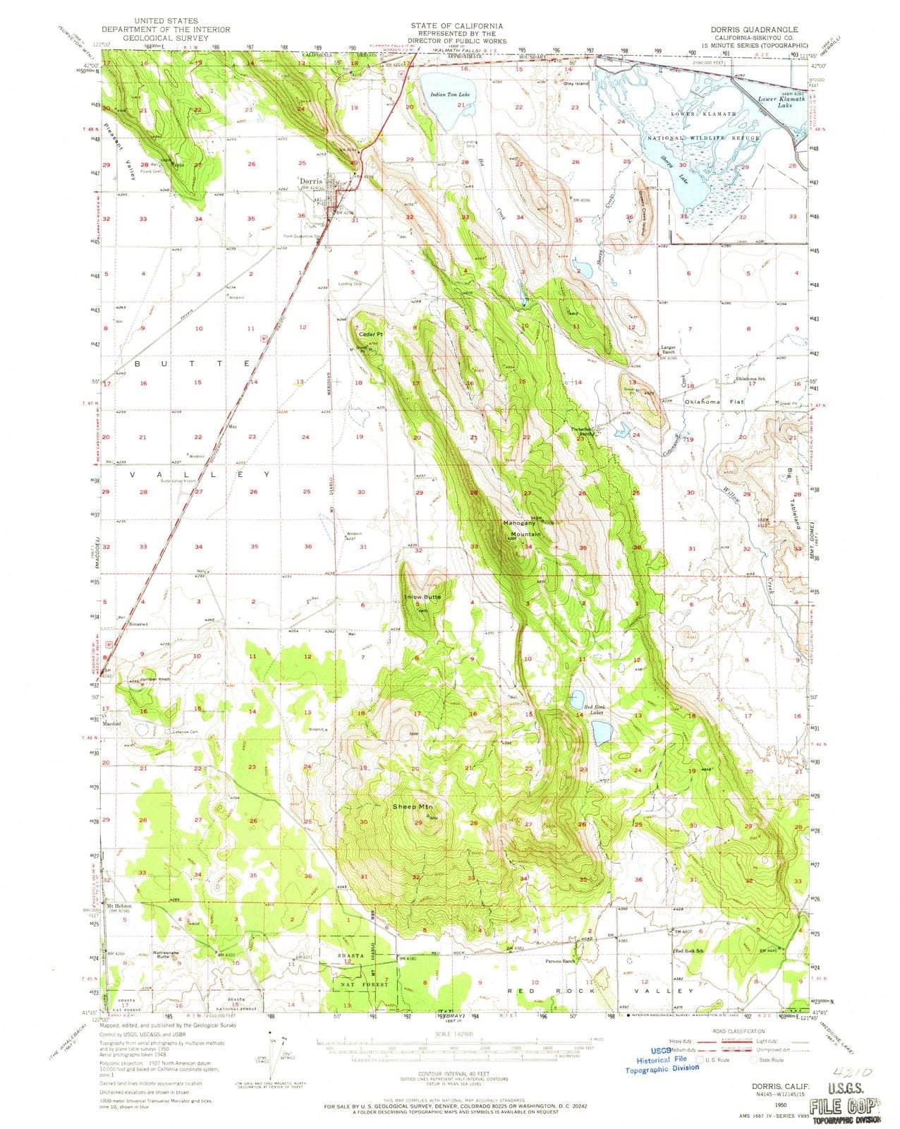 1950 Dorris, CA - California - USGS Topographic Map