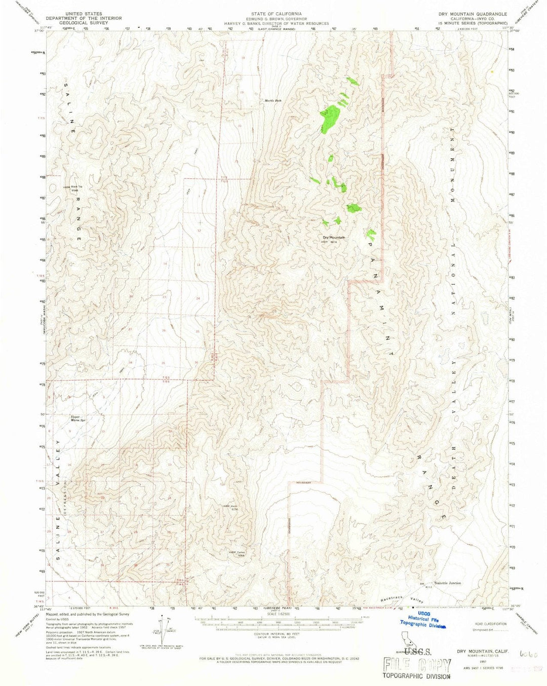 1957 Dry Mountain, CA - California - USGS Topographic Map