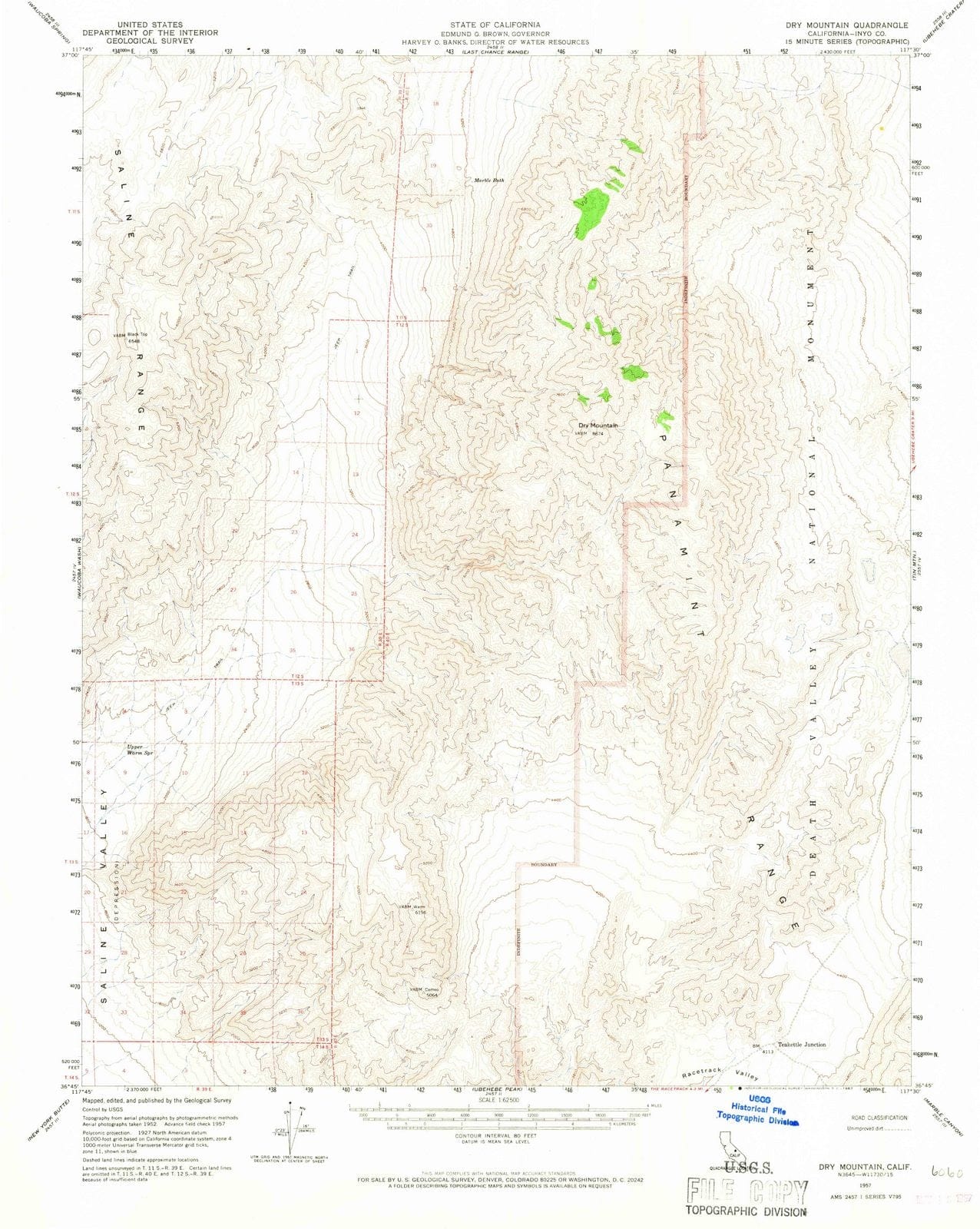 1957 Dry Mountain, CA - California - USGS Topographic Map