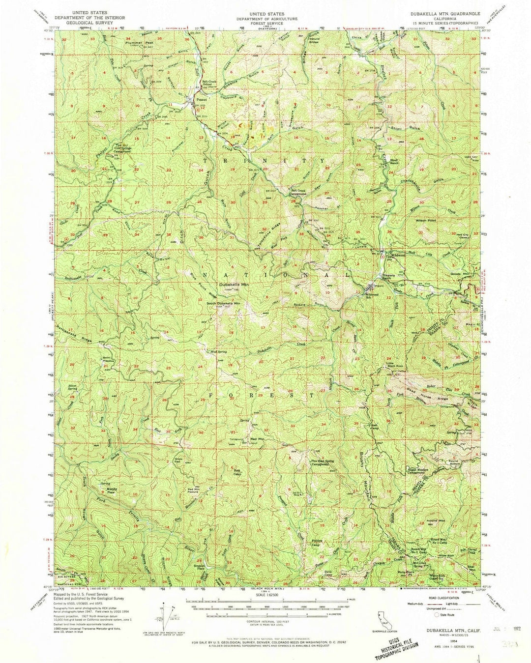 1954 Dubakella MTN, CA - California - USGS Topographic Map