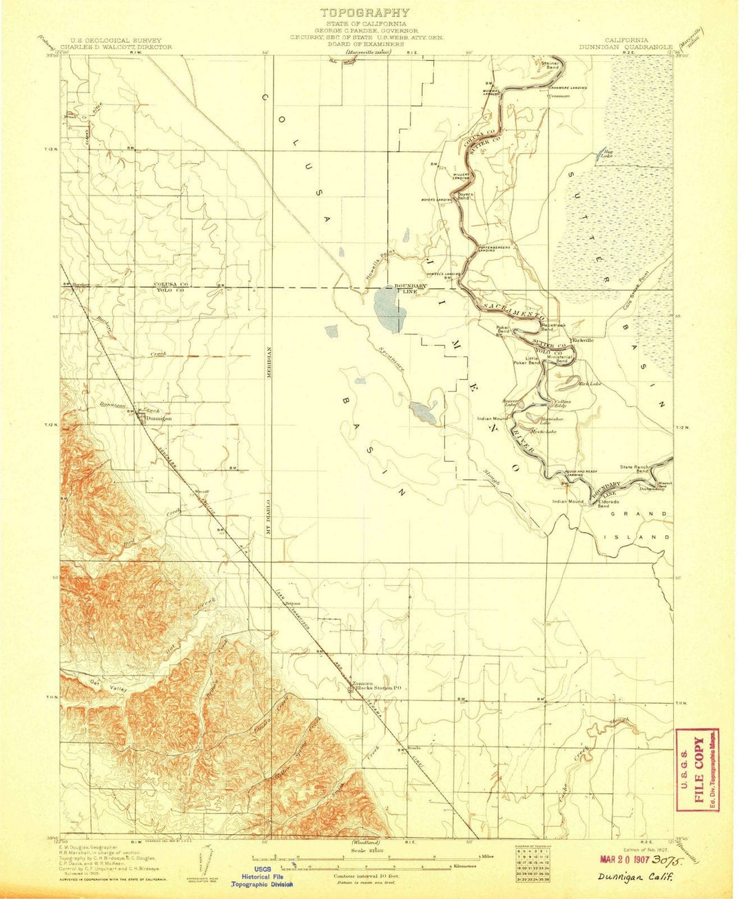 1907 Dunnigan, CA - California - USGS Topographic Map