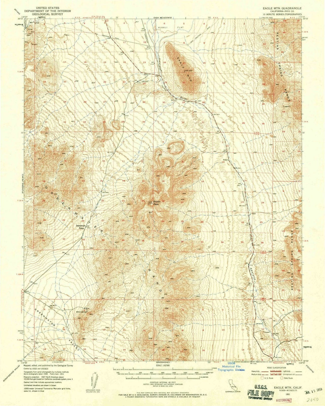 1951 Eagle MTN, CA - California - USGS Topographic Map