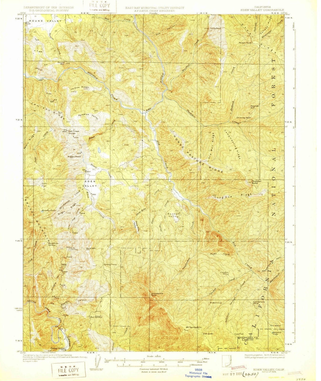 1929 Eden Valley, CA - California - USGS Topographic Map