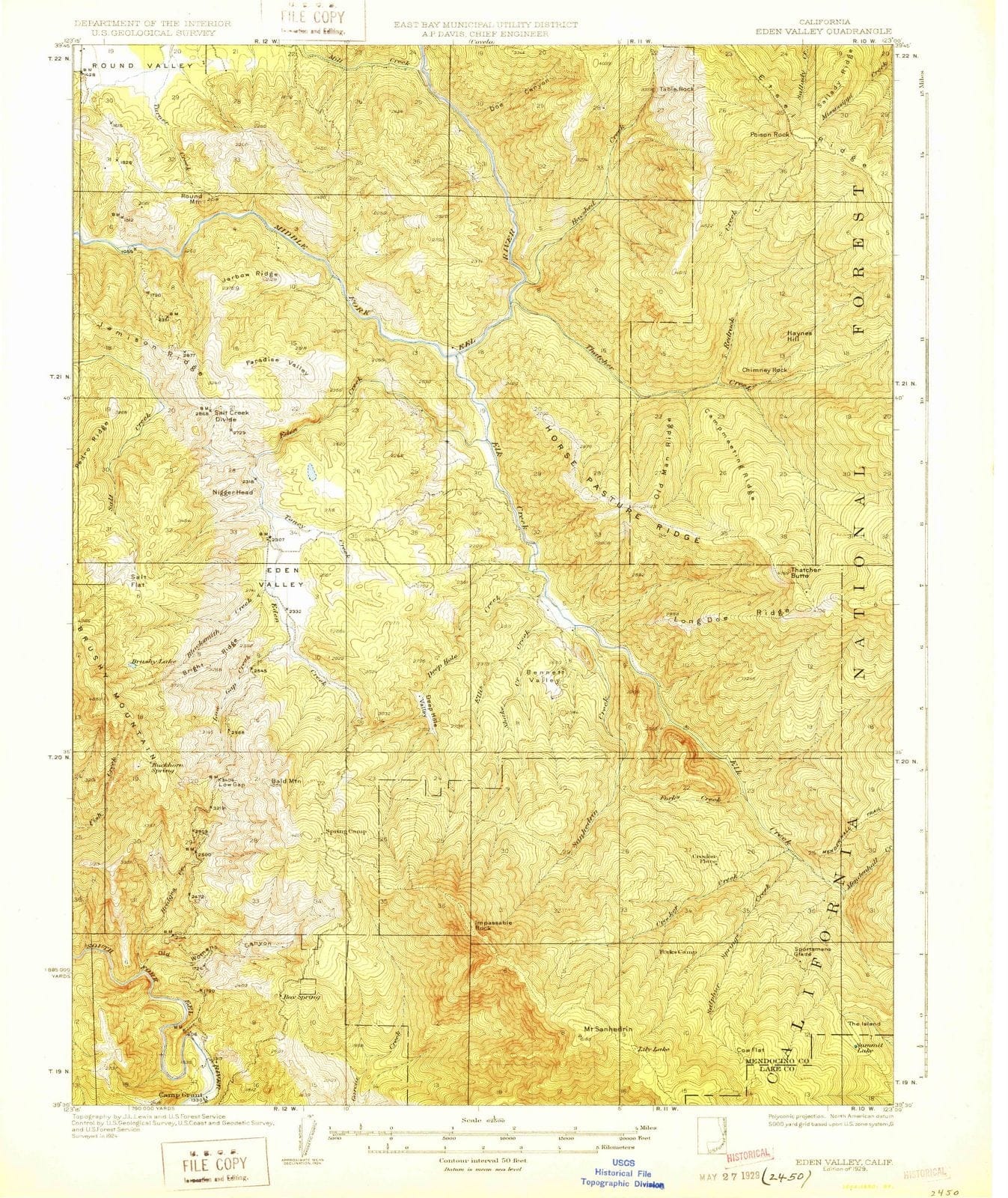 1929 Eden Valley, CA - California - USGS Topographic Map
