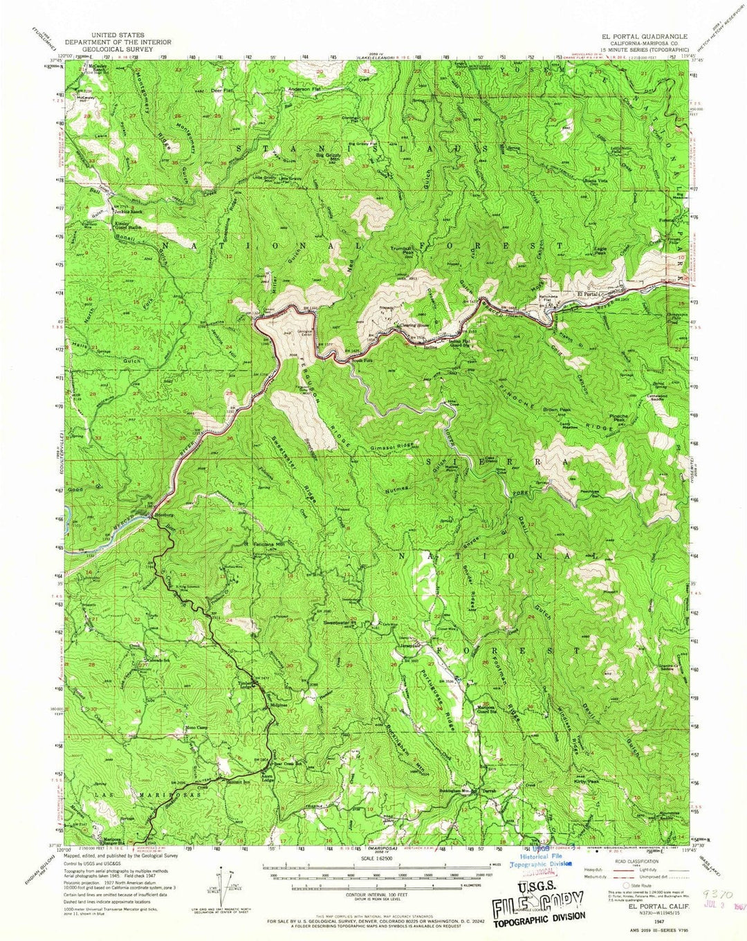 1947 El Portal, CA - California - USGS Topographic Map