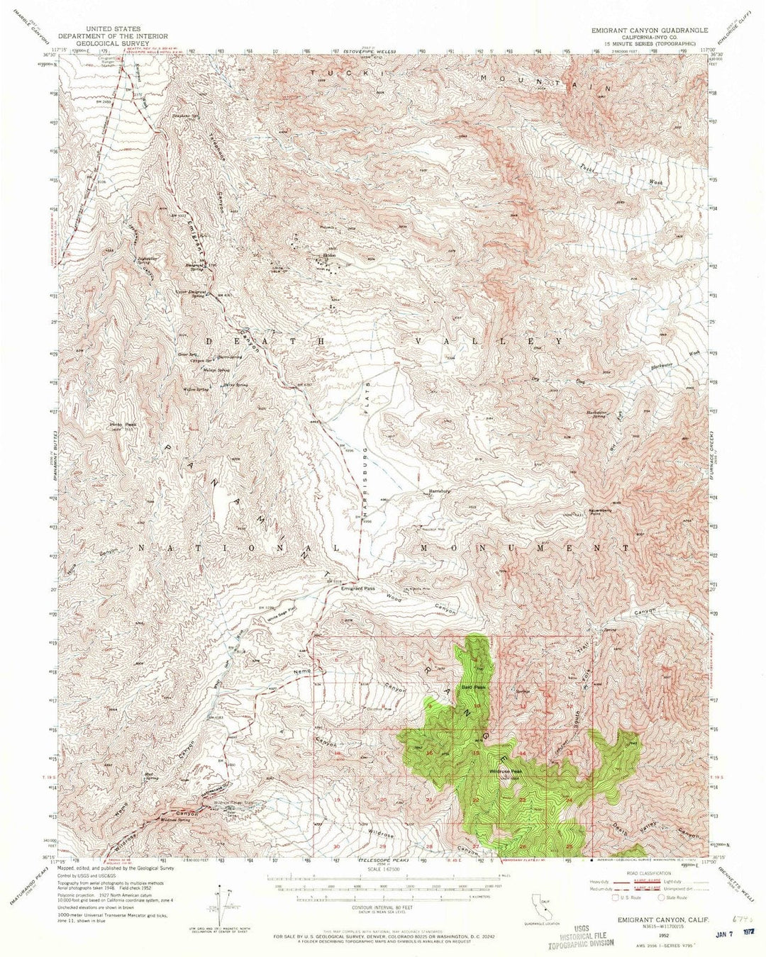 1952 Emigrant Canyon, CA - California - USGS Topographic Map