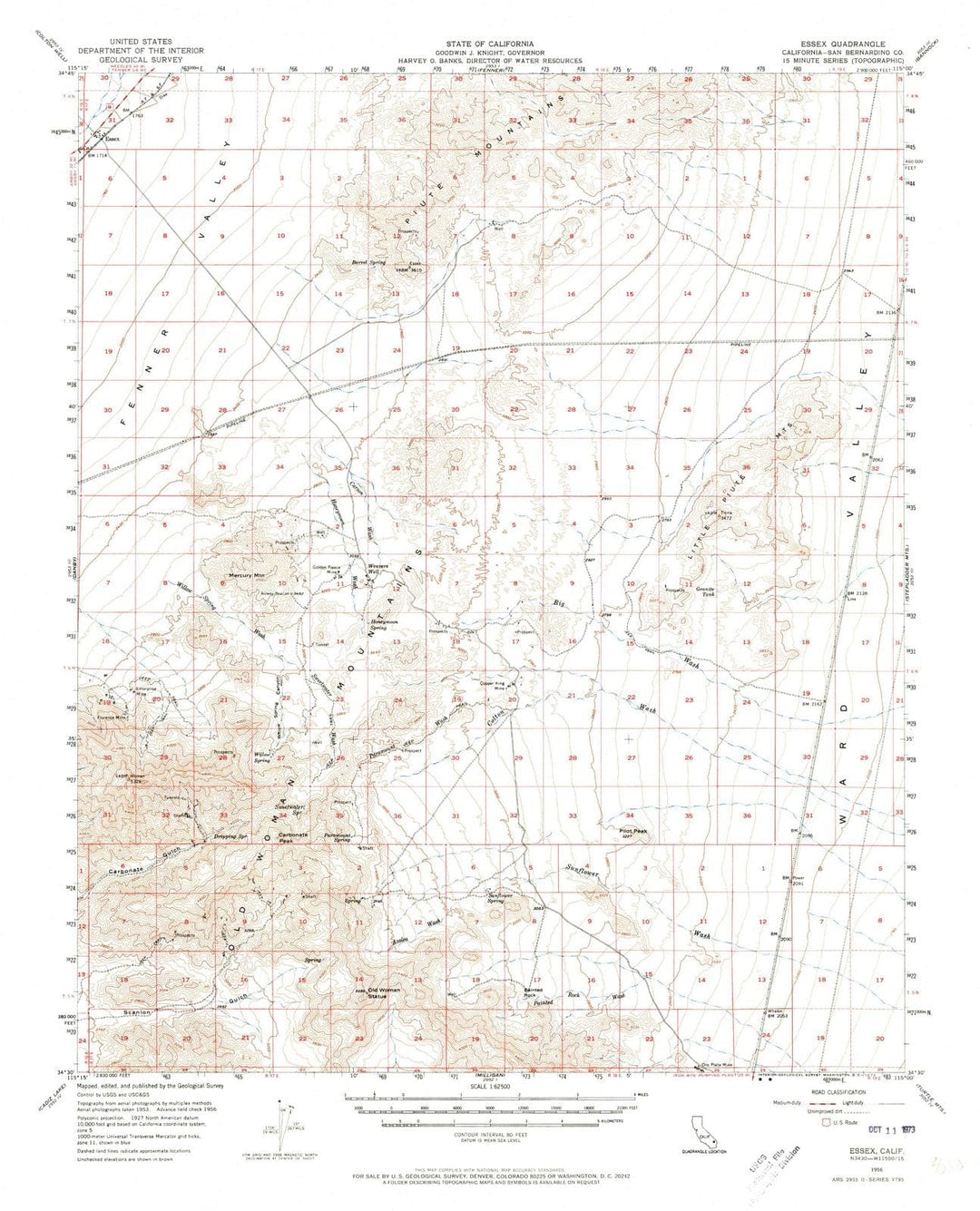 1956 Essex, CA - California - USGS Topographic Map