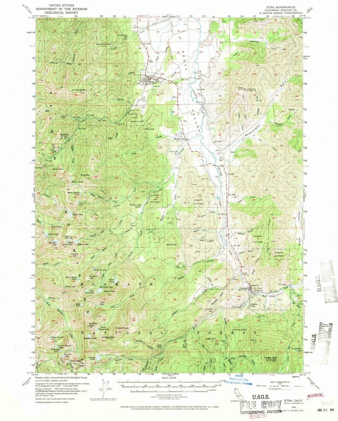 1955 Etna, CA - California - USGS Topographic Map