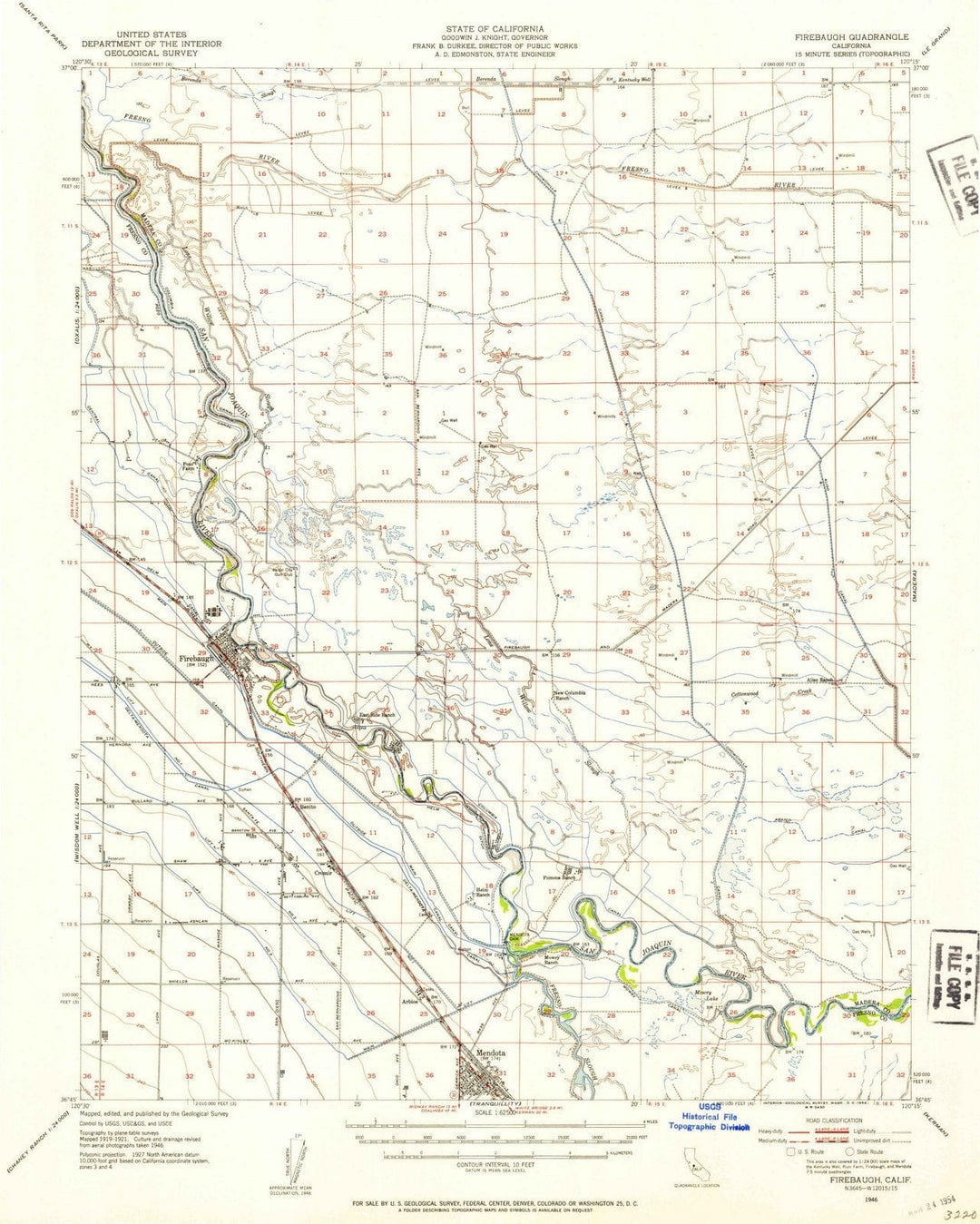 1946 Firebaugh, CA - California - USGS Topographic Map