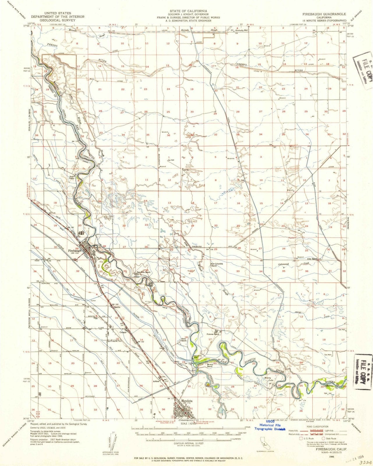 1946 Firebaugh, CA - California - USGS Topographic Map